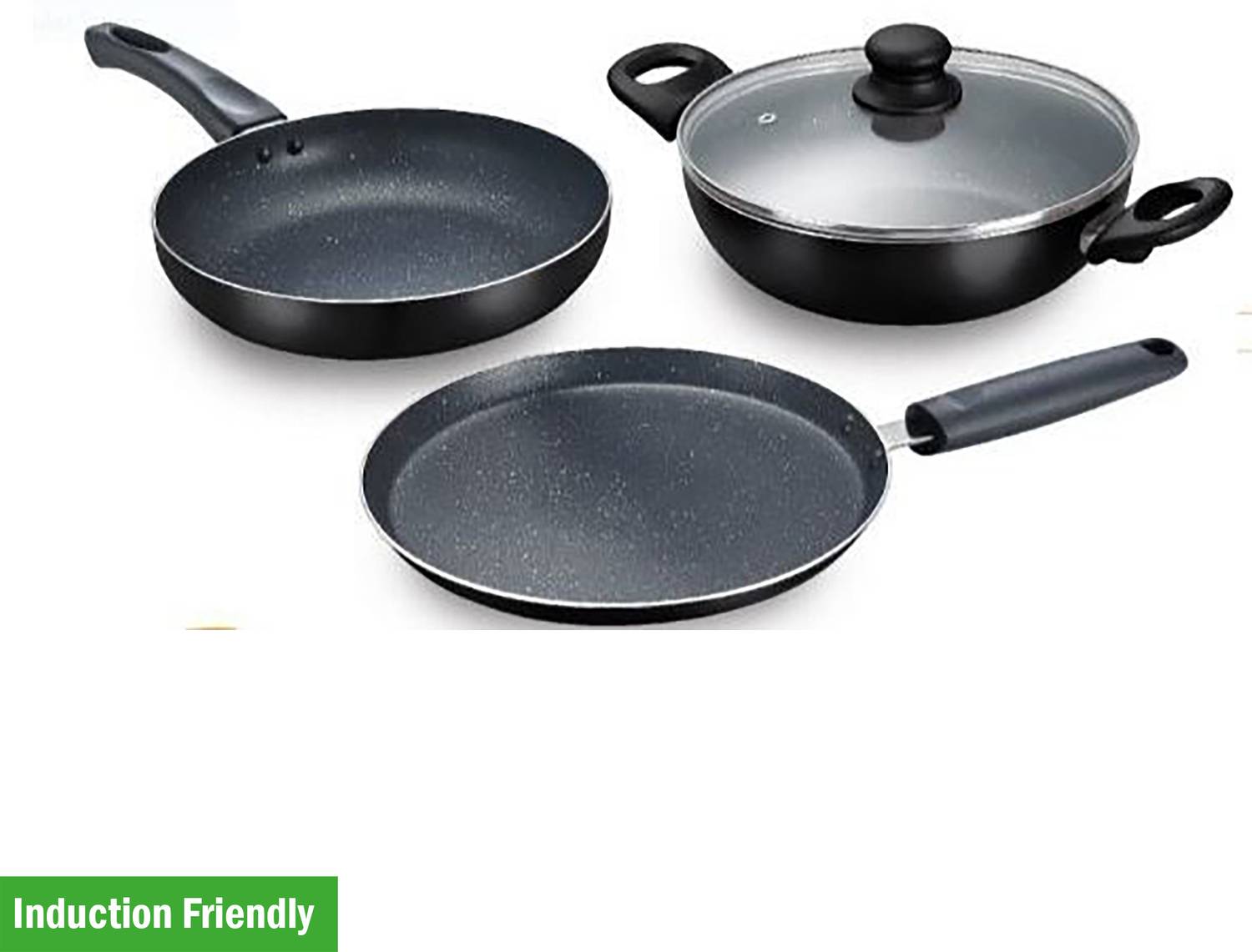 Prestige Omega Decor Black Marble series Induction Bottom Non-Stick Coated Cookware Set