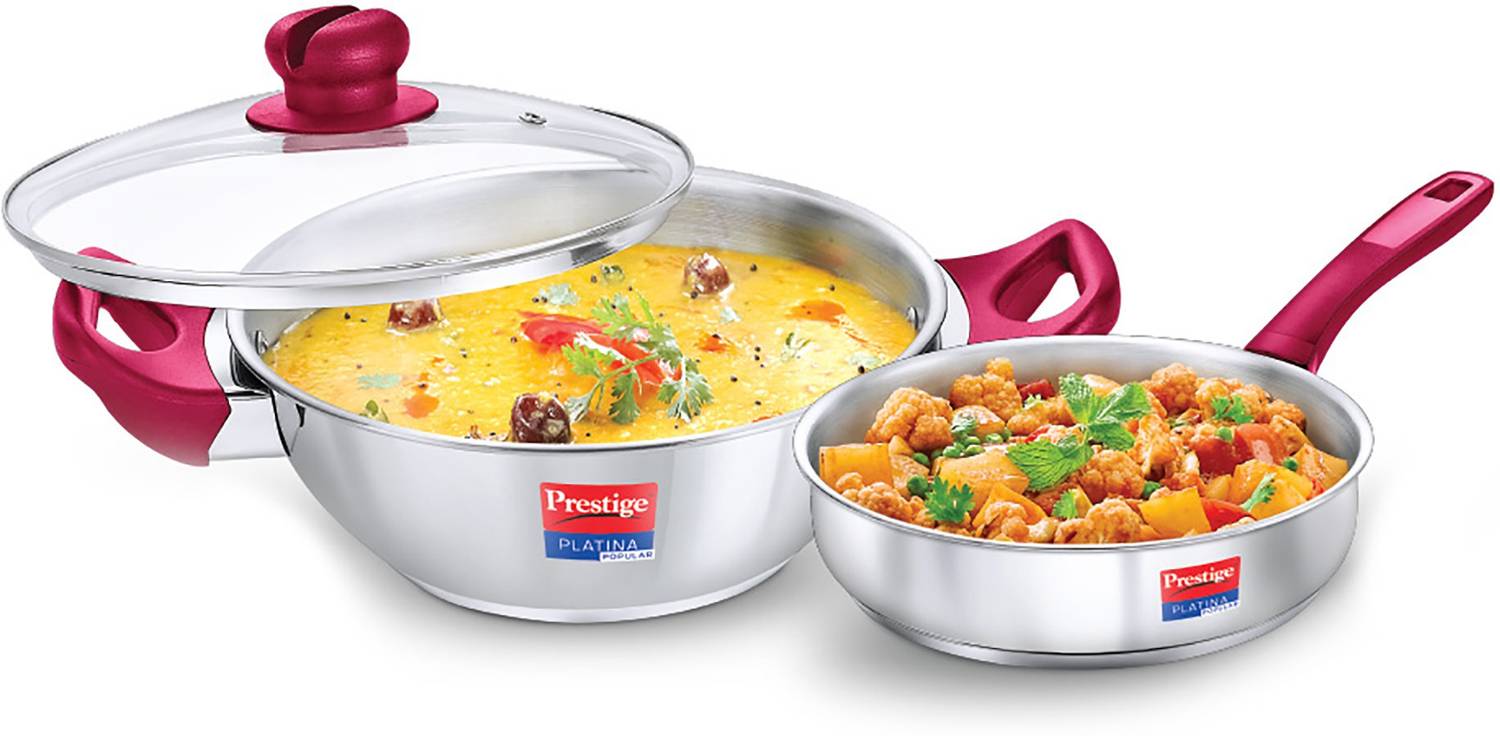 Prestige Platina Popular Induction Bottom Cookware Set — Fry Pans & Cookware Sets