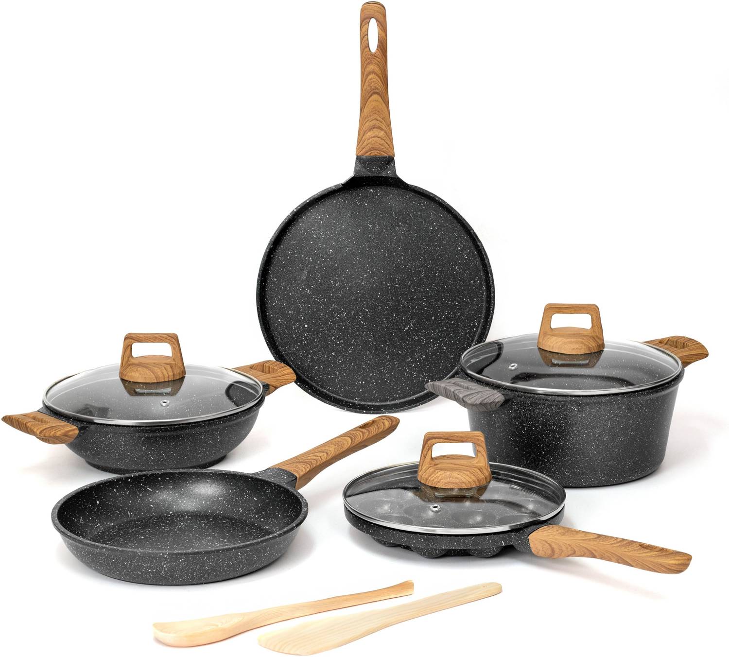Kreme CeraStone Granite Induction Bottom Non-Stick Coated Cookware Set — Fry Pans & Cookware Sets