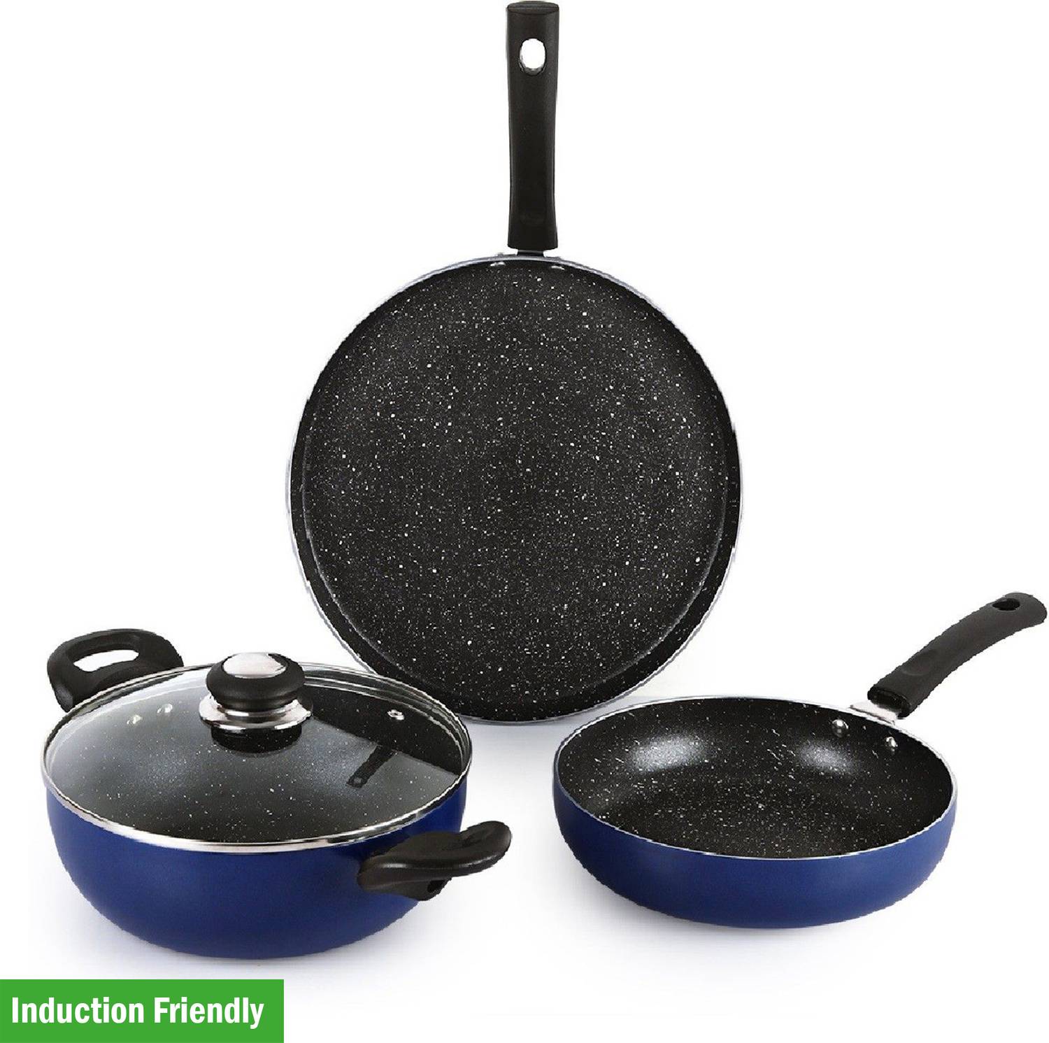 cello Regal 3piece Non Stick with Spatter Induction Bottom Cookware Set
