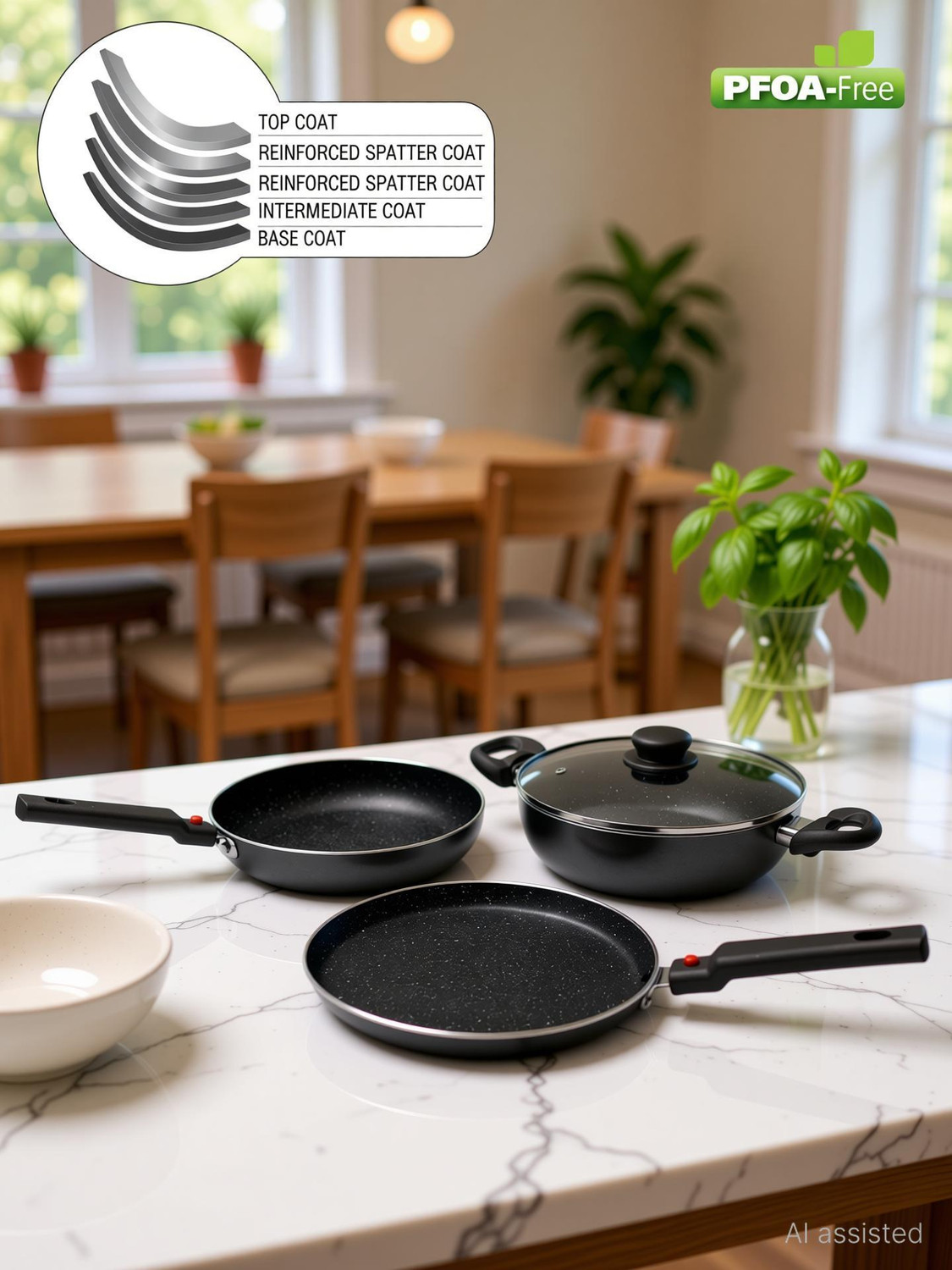 Image of Prestige Omega Festival Pack Induction Bottom Non-Stick Coated Cookware Set