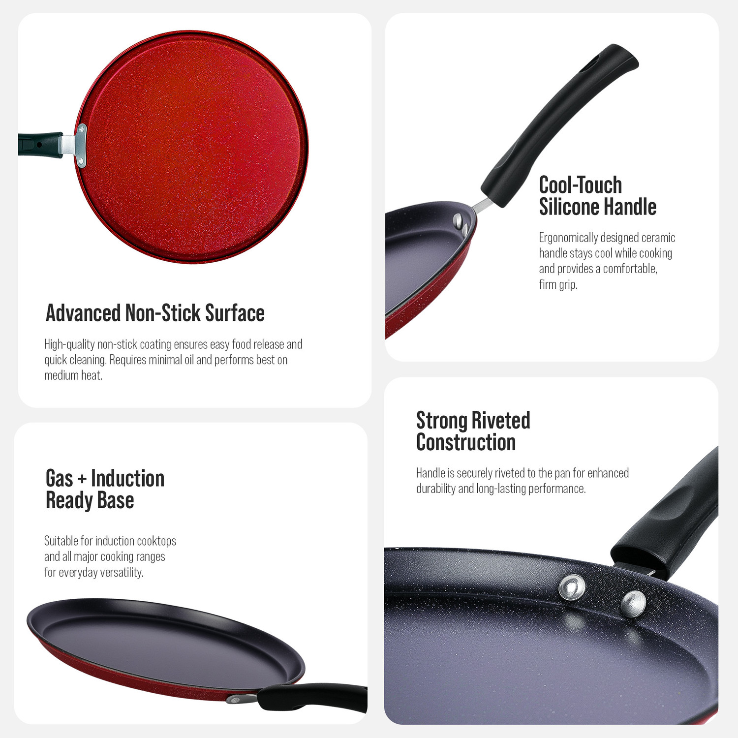 Image of Dozy Premium, Non-Stick Dosa Tawa (24.5cm) - Durable Flame Safe Cookware Tawa 40 cm diameter