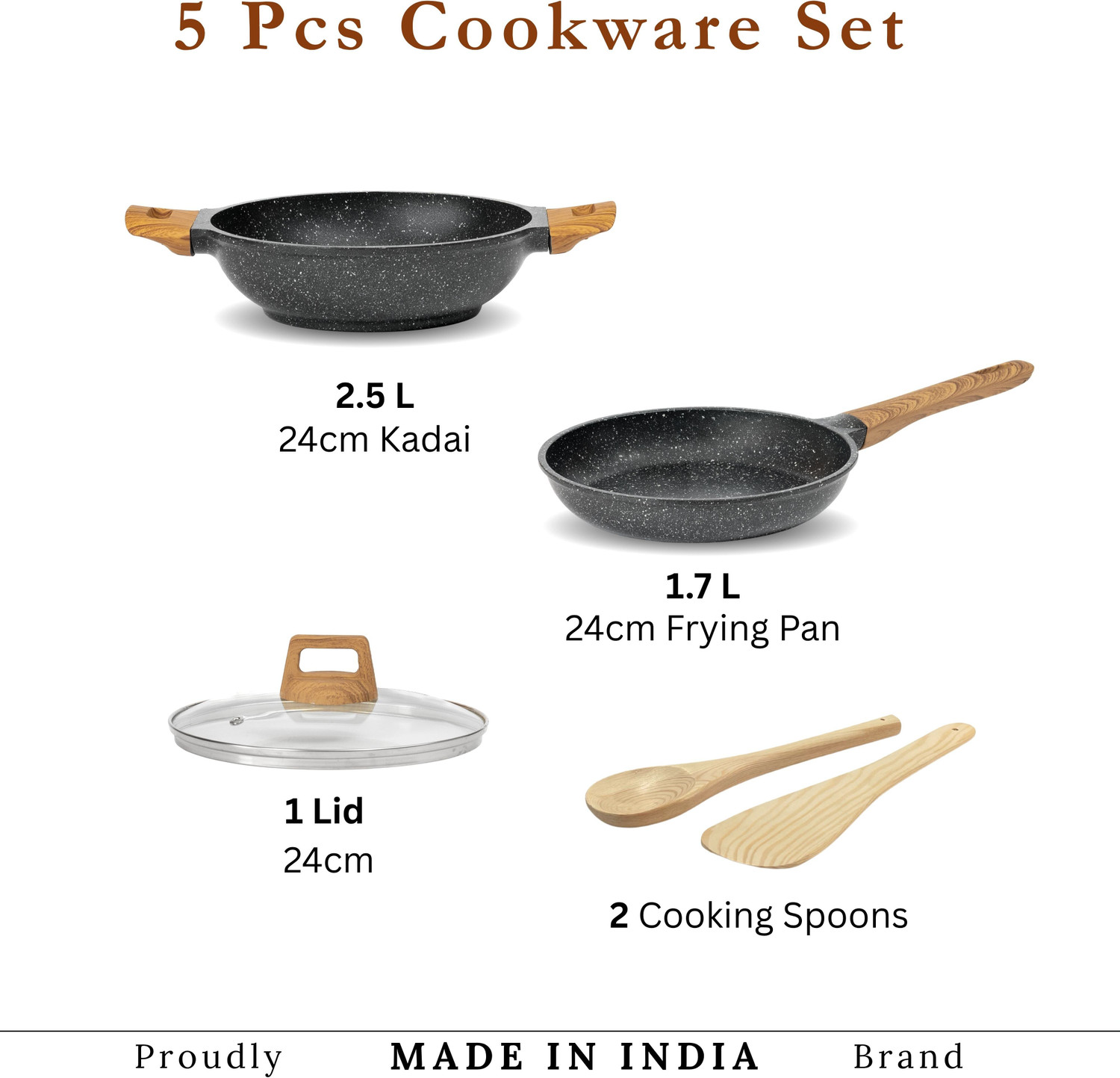 Image of Kreme CeraStone Granite Induction Bottom Non-Stick Coated Cookware Set