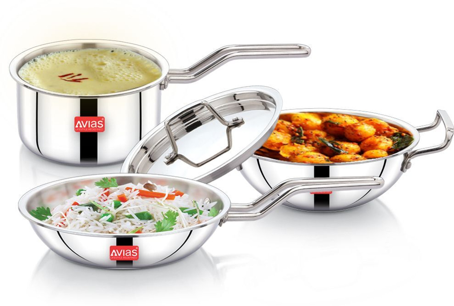 Image of AVIAS AVI3 Triply 4 Pcs Combo Induction Bottom Cookware Set