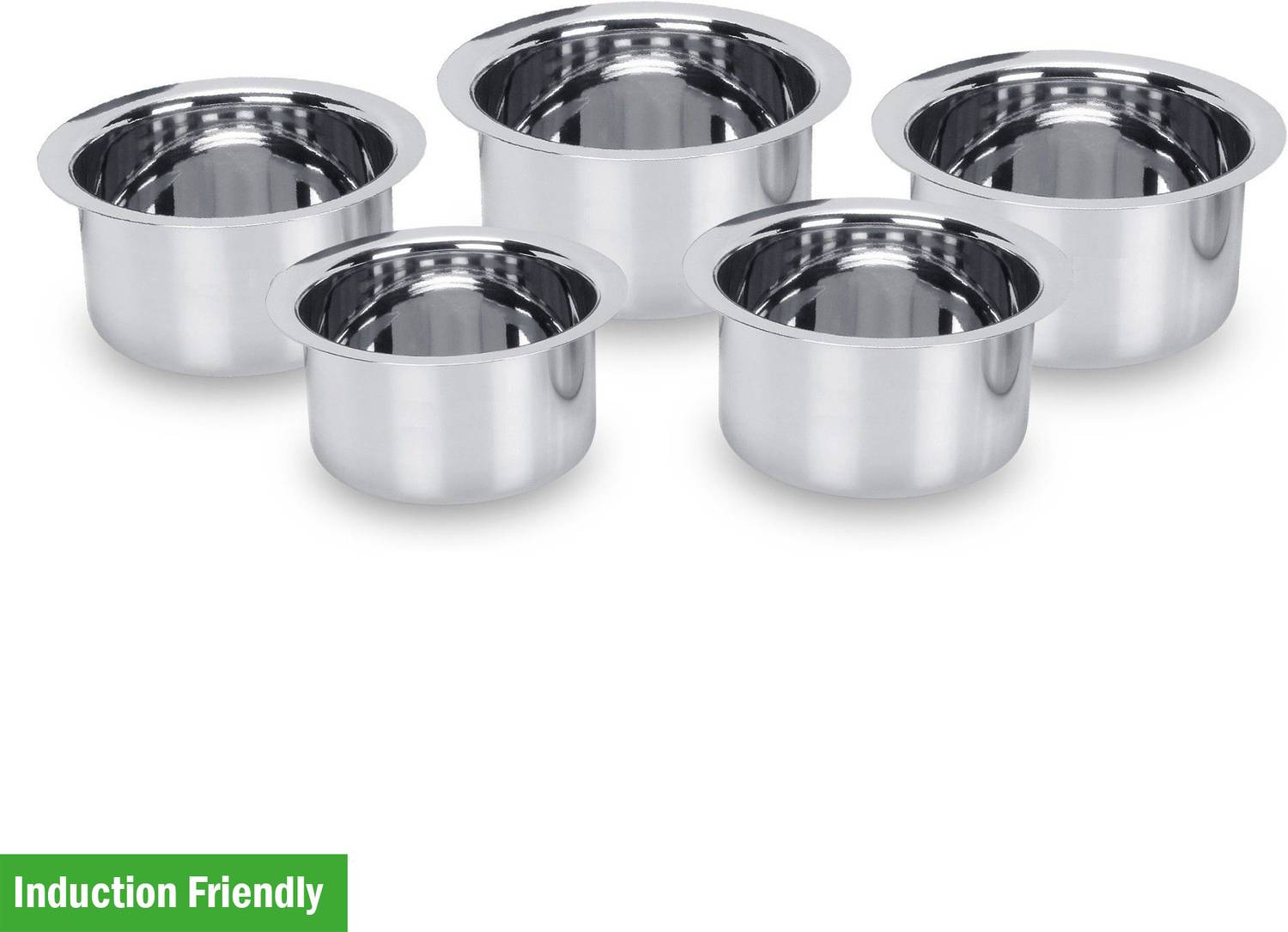 Flipkart SmartBuy Set of 5 Stainless Steel High Quality 22 Gauge Flat Base Cookware Set / Steel Tope Set with Lid ( Stainless Steel, 5 – Pieces) (1…