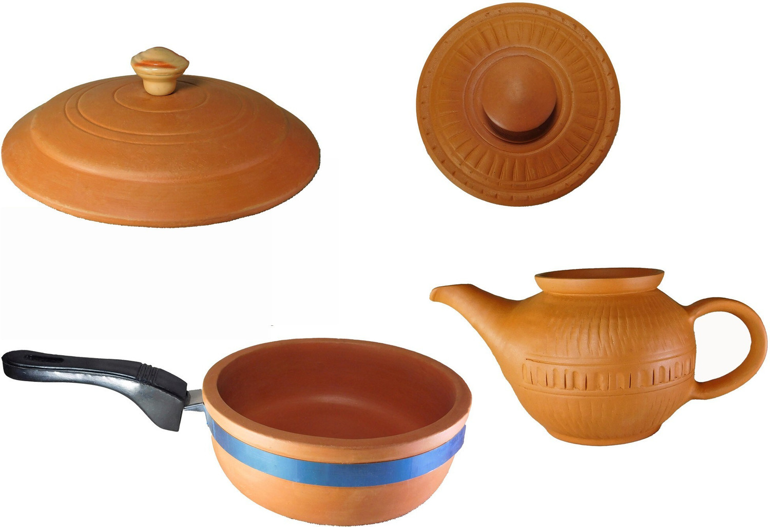 Image of KSI Terracotta Clay Kettle And Frypan, Combo For Kitchen Cookware Set