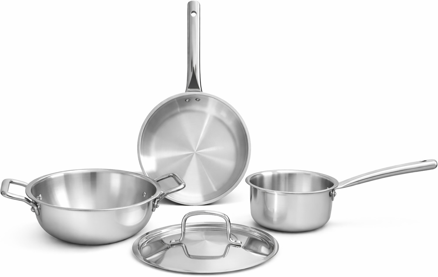Image of Aanya Homecraft Smart Cook 4 pcs Tri-Ply Stainless Steel Induction Bottom Cookware Set