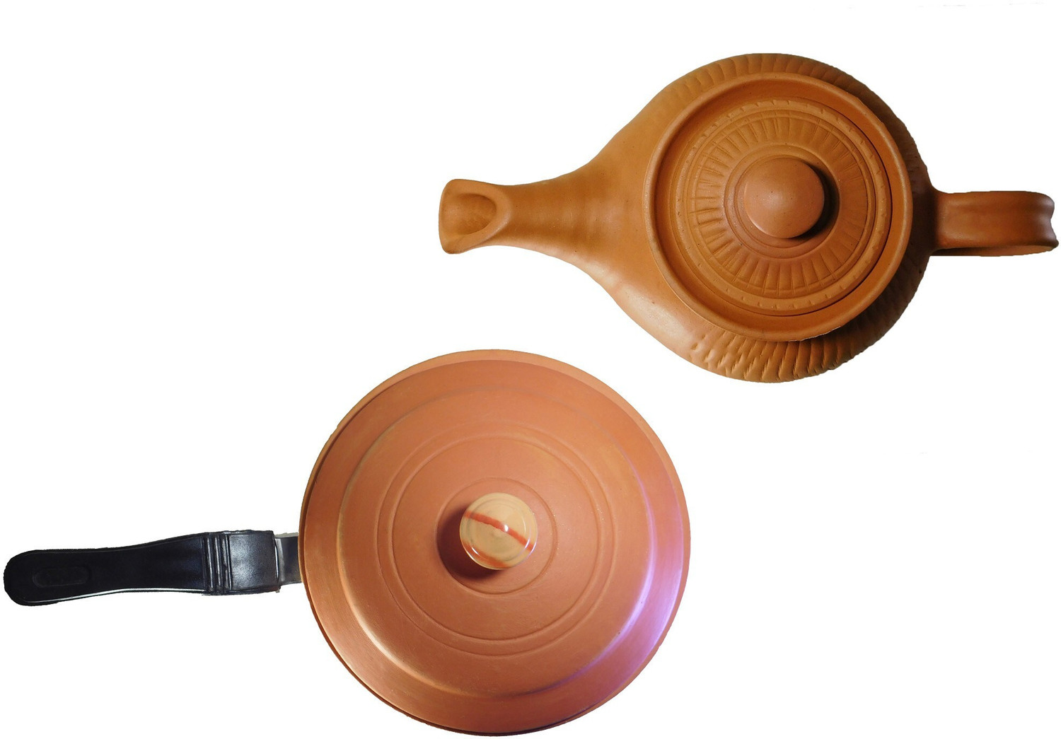Image of KSI Terracotta Clay Kettle And Frypan, Combo For Kitchen Cookware Set