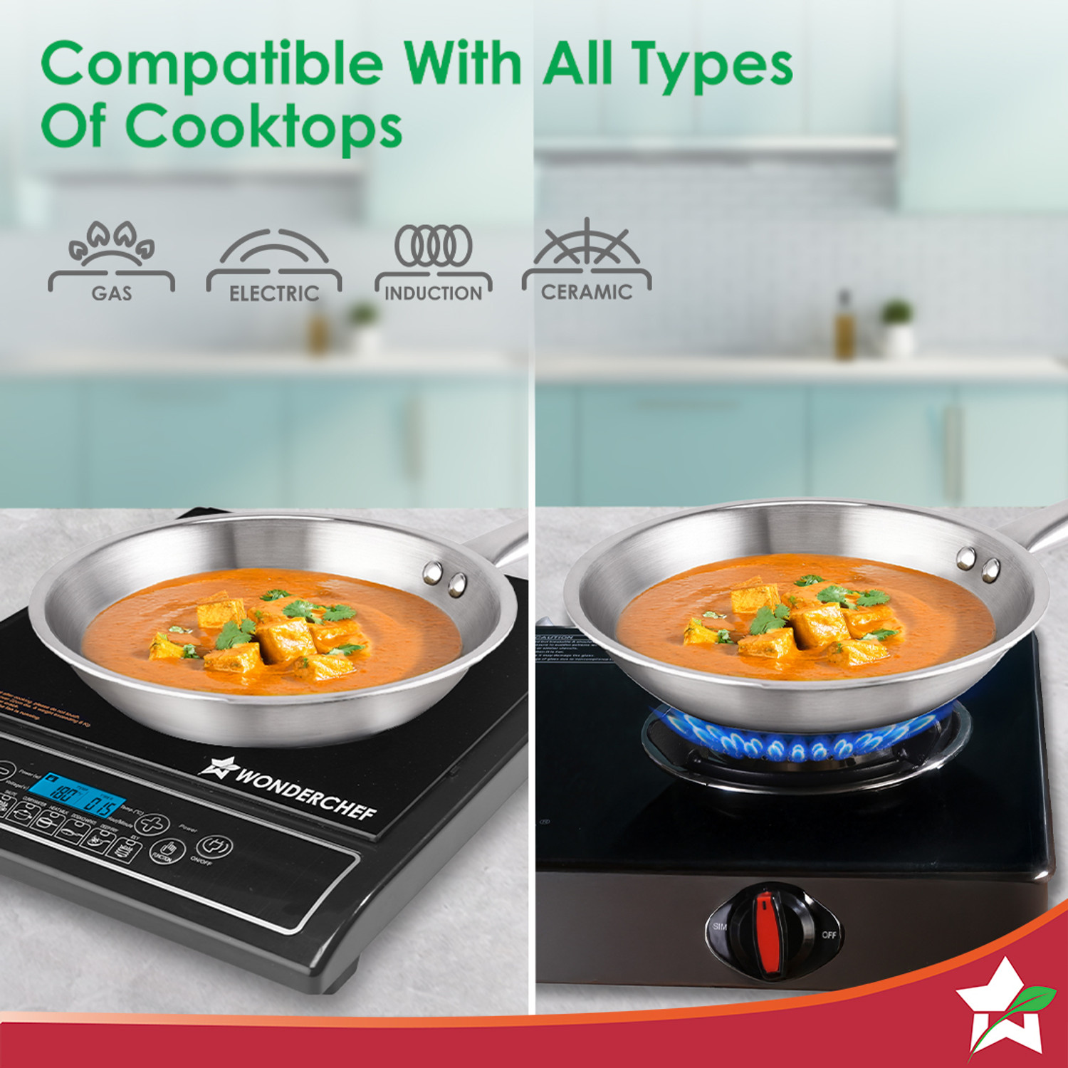 Image of WONDERCHEF Stella Tri-Ply Induction Bottom Cookware Set (Triply, Stainless Steel, 1 - Piece)