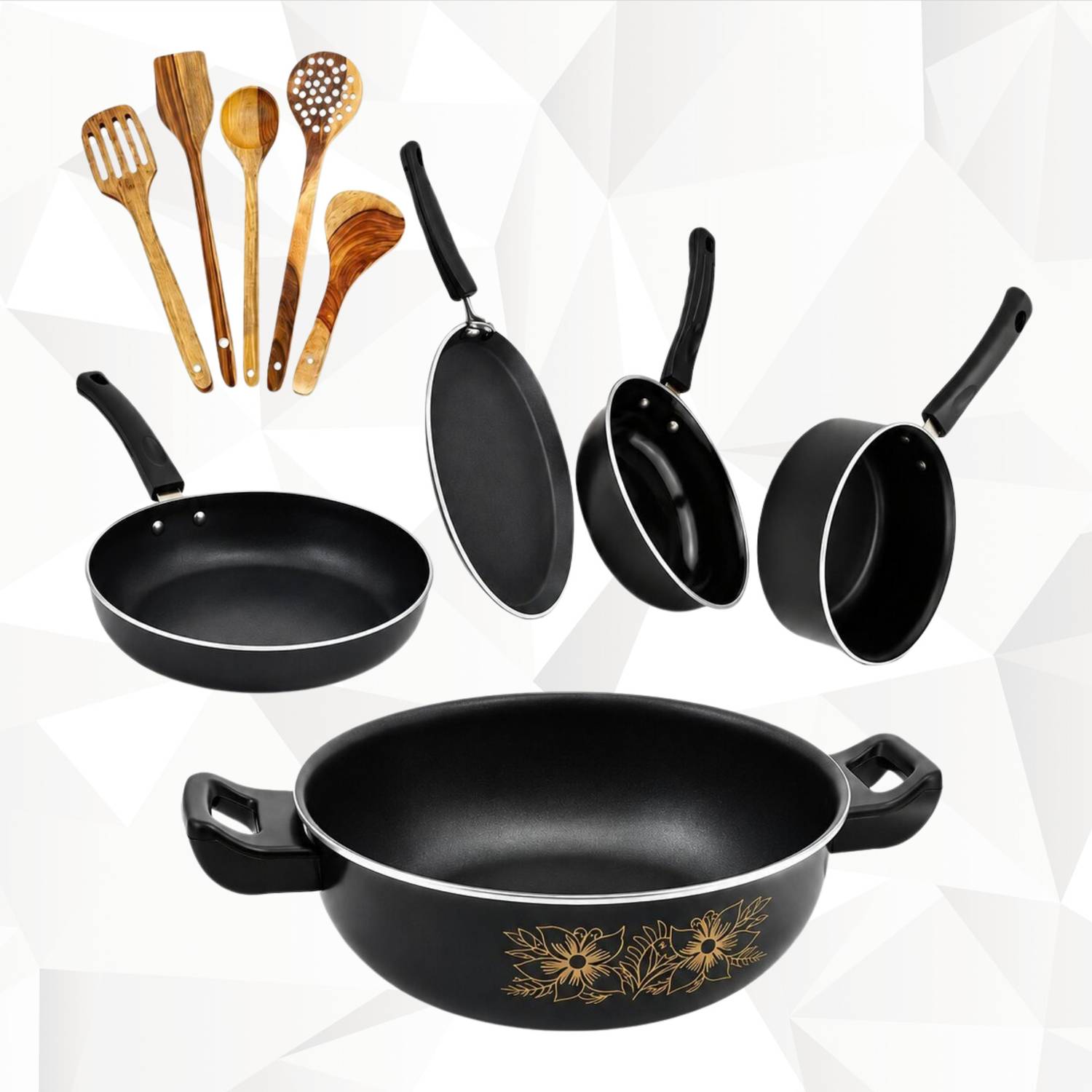 Kashvi SmartBuy Induction Bottom Non-Stick Coated Cookware Set