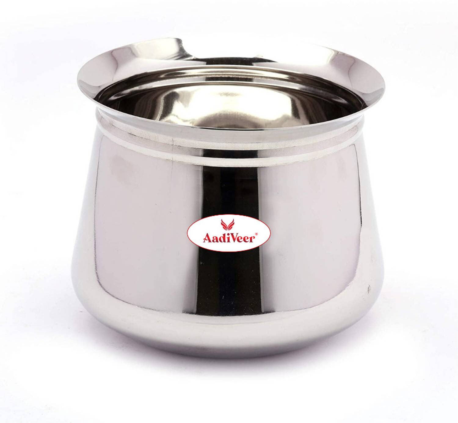 AadiVeer 20G Stainless Steel 1350ml Steel Handi/Dahi Handi/Biryani Handi/Steel Pot Cookware Set