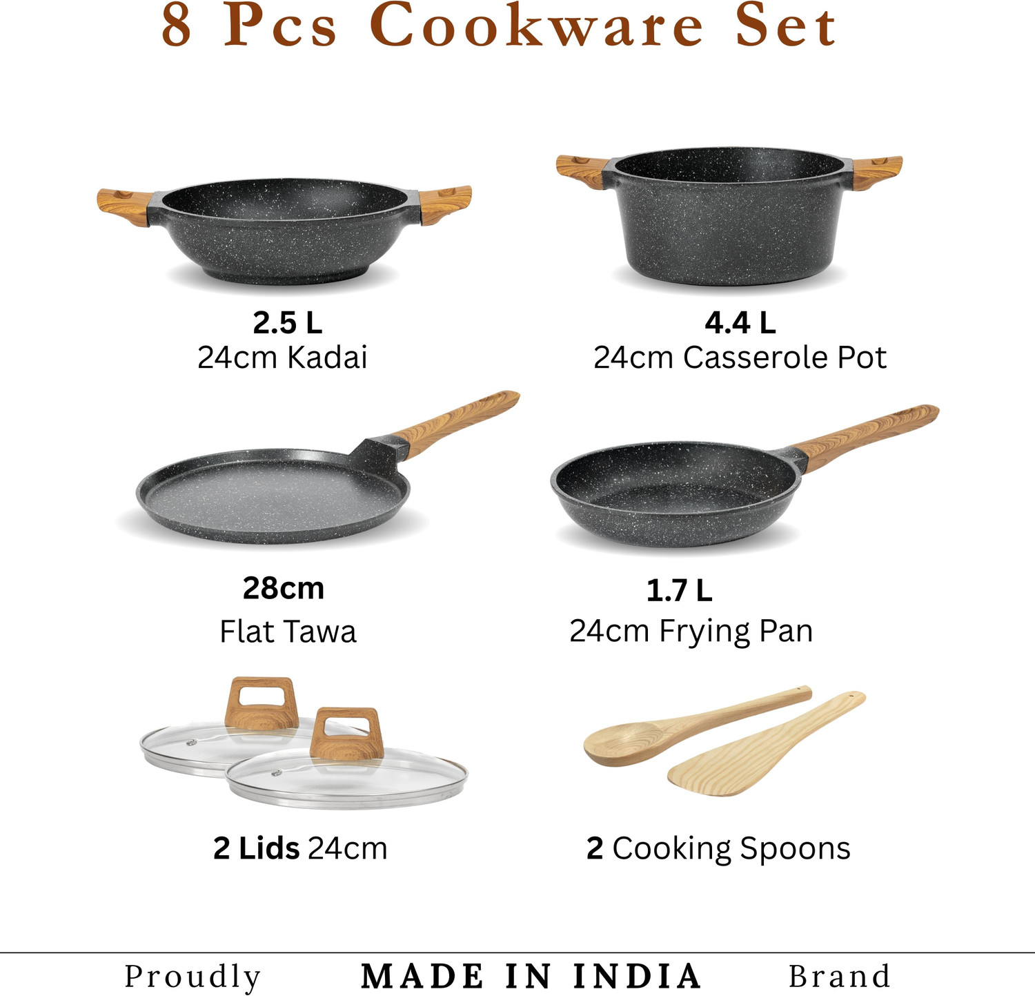 Image of Kreme CeraStone Granite Induction Bottom Non-Stick Coated Cookware Set