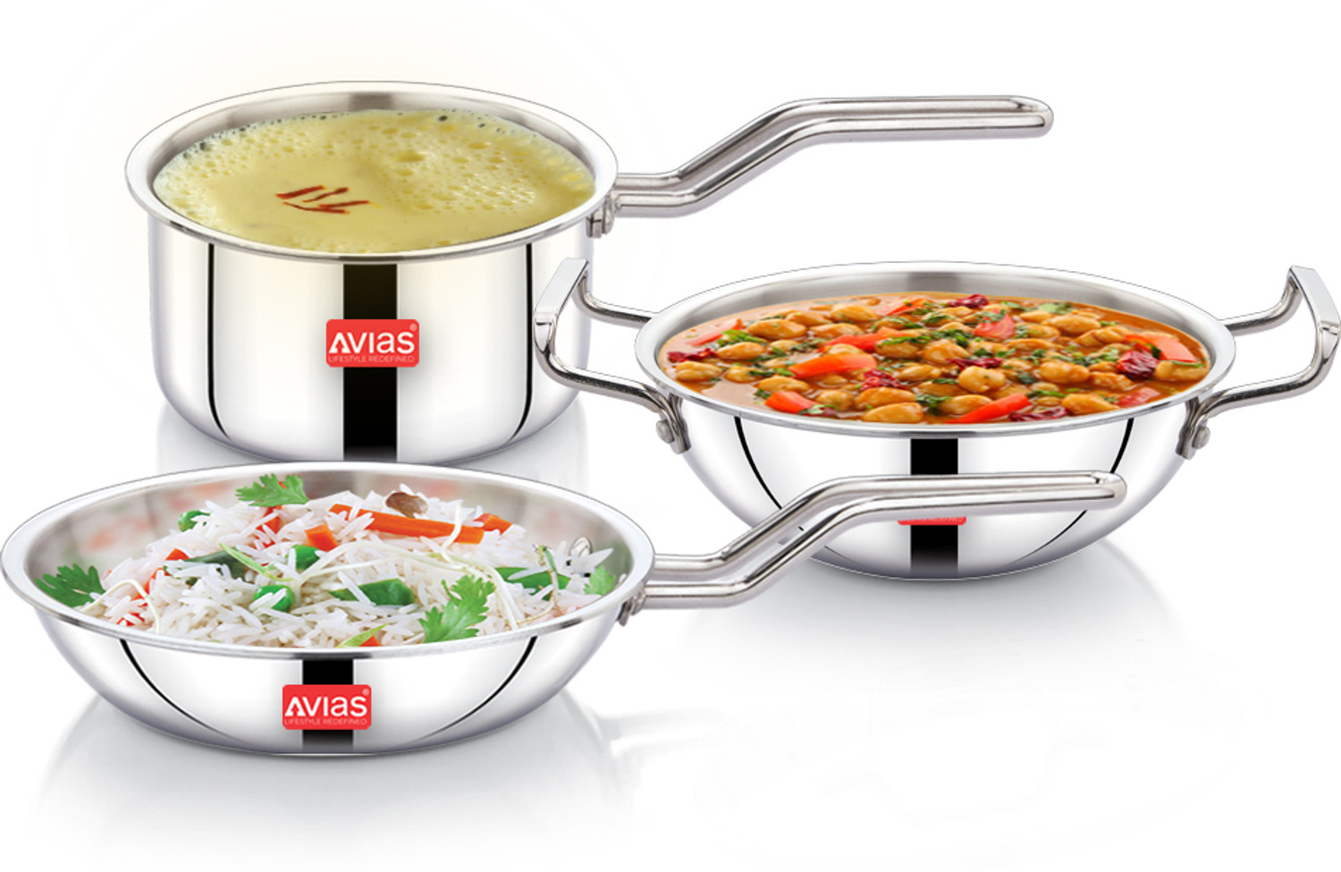 Image of AVIAS AVI3 Triply 3 Pcs Set Induction Bottom Cookware Set