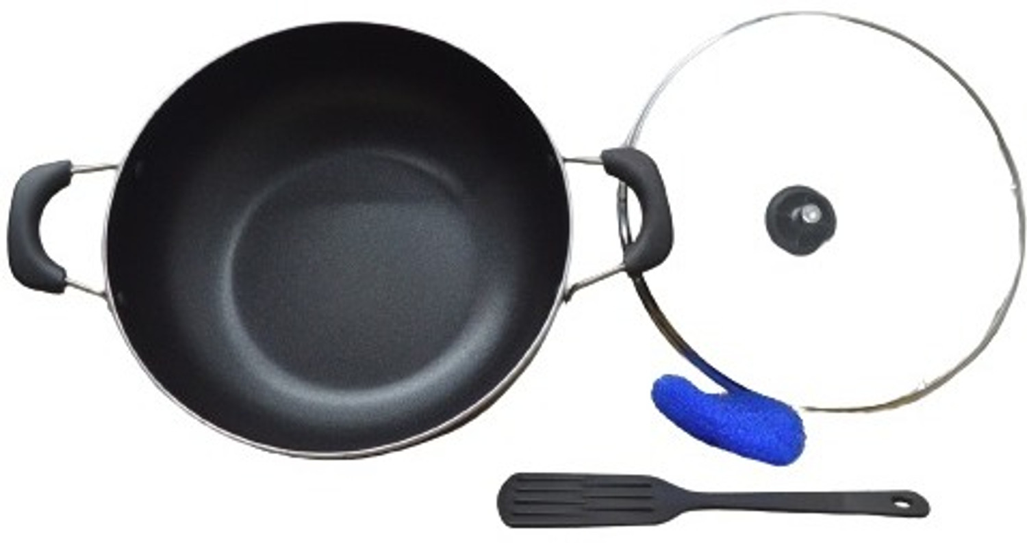 Image of Bola Kadhai 24cm Non-Stick with Glass Lid Non-Stick Coated Cookware Set