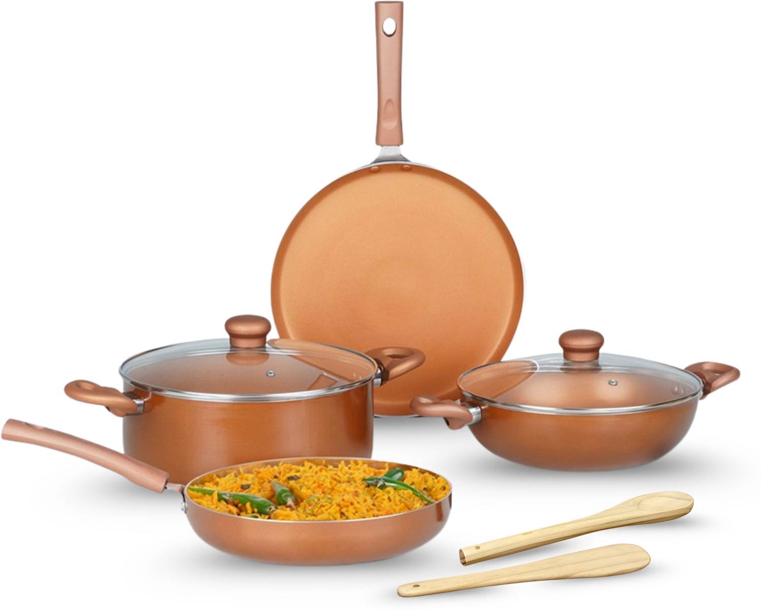 Kreme Sonet 8pcs Induction Bottom Non-Stick Coated Cookware Set — Tawa & Griddles