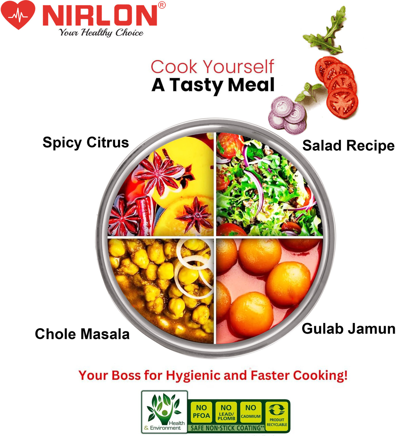 Image of NIRLON Plus Triply 3 Layer Stainless Steel Cookware Sauce Pan Tea Pan 18cm Sauce Pan 18 cm diameter 2.1 L capacity