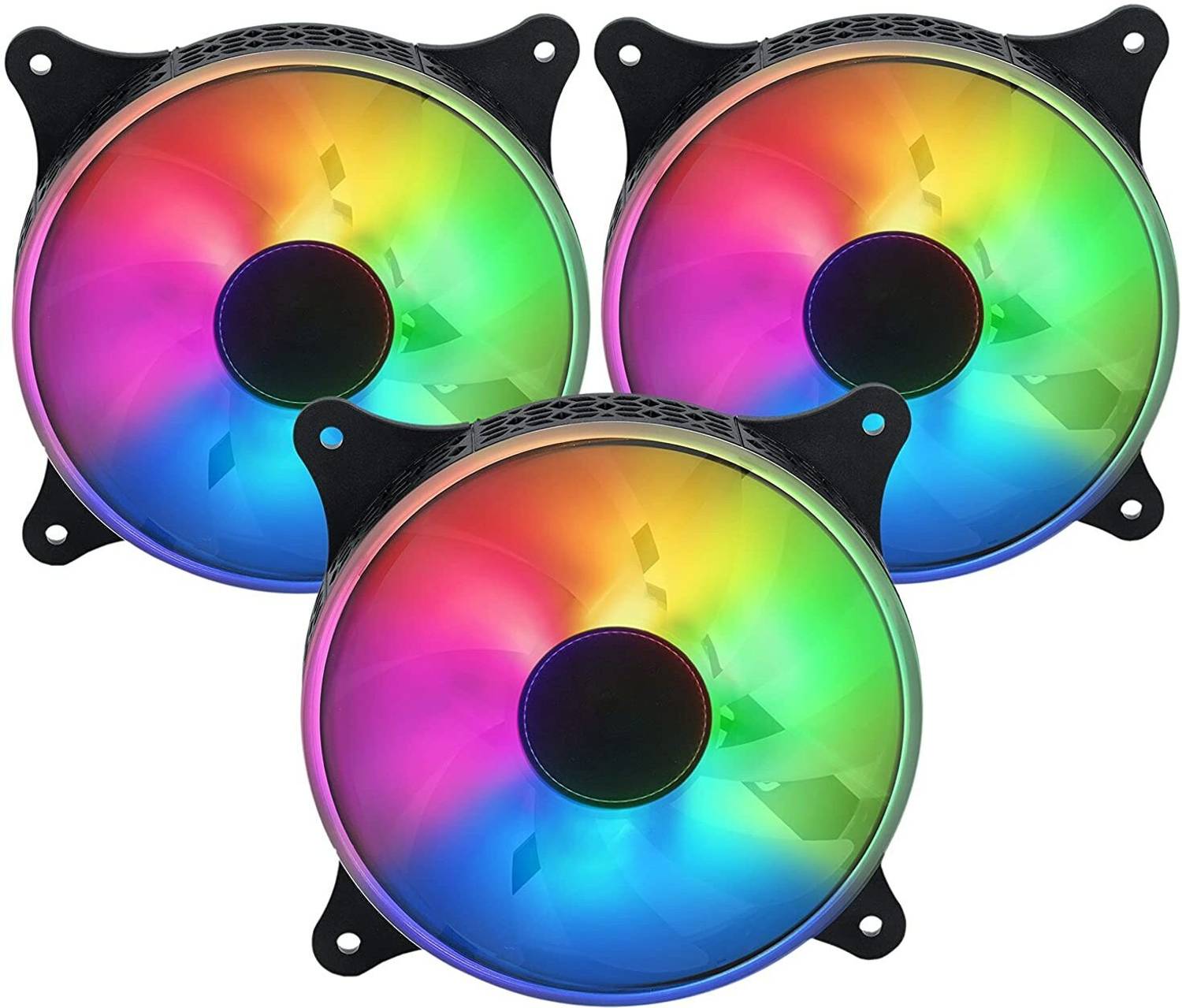 STORITE 3 Pack RGB LED Series 120mm Case Fan for Computer Case - 4Pin Molex connector Cooling Fan Cabinet Cooler