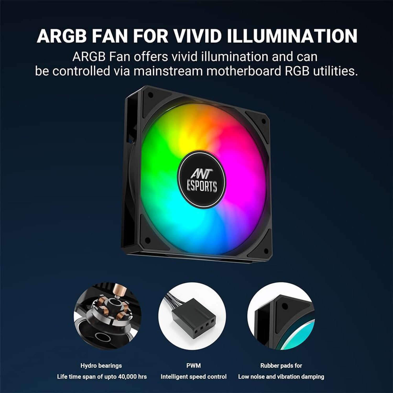 Image of Ant Esports ICE-C612 V2 ARGB CPU Cooler Fan with Heat Sinks Processor Cooler