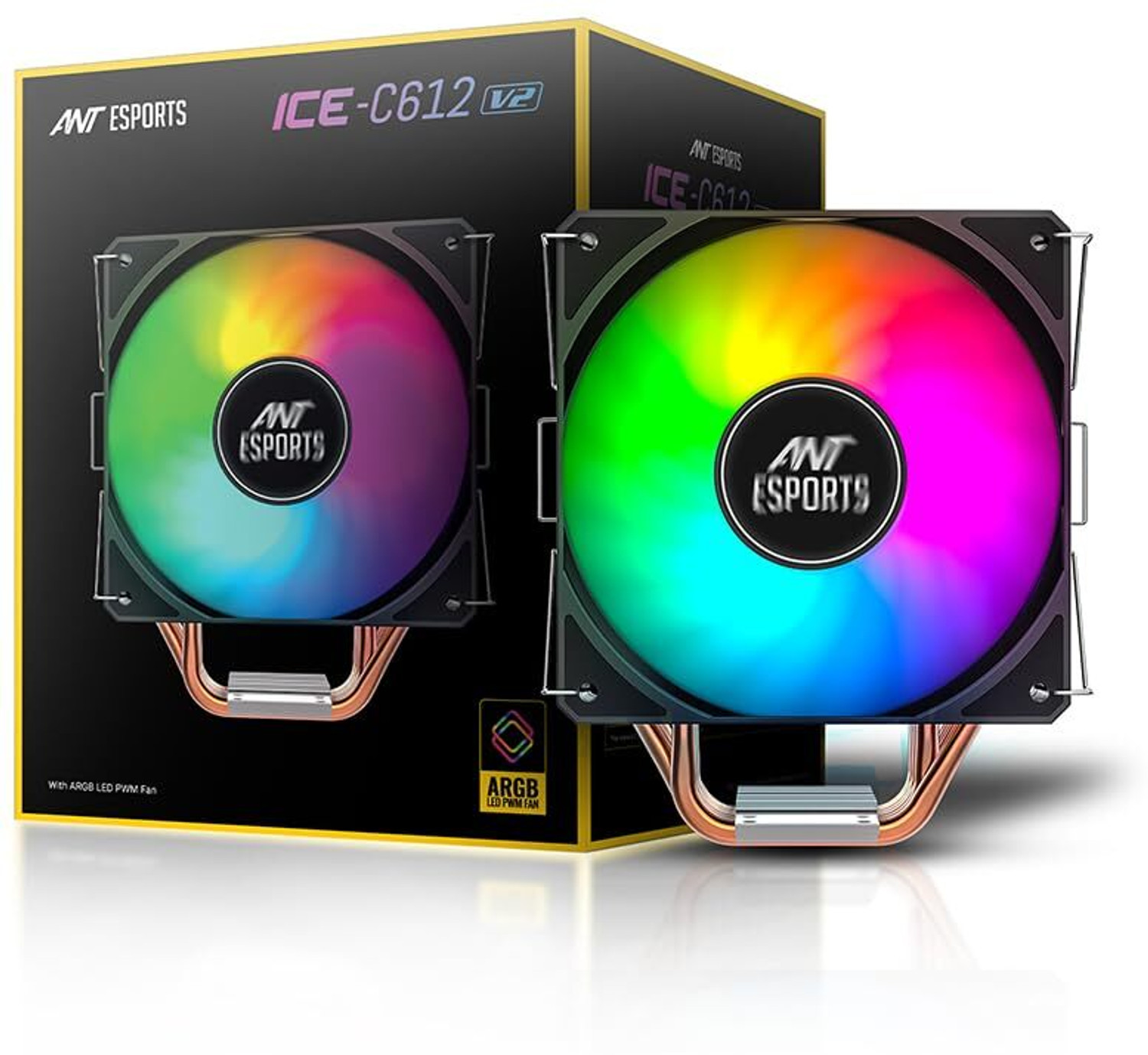 Image of Ant Esports ICE-C612 V2 ARGB CPU Cooler Fan with Heat Sinks Processor Cooler