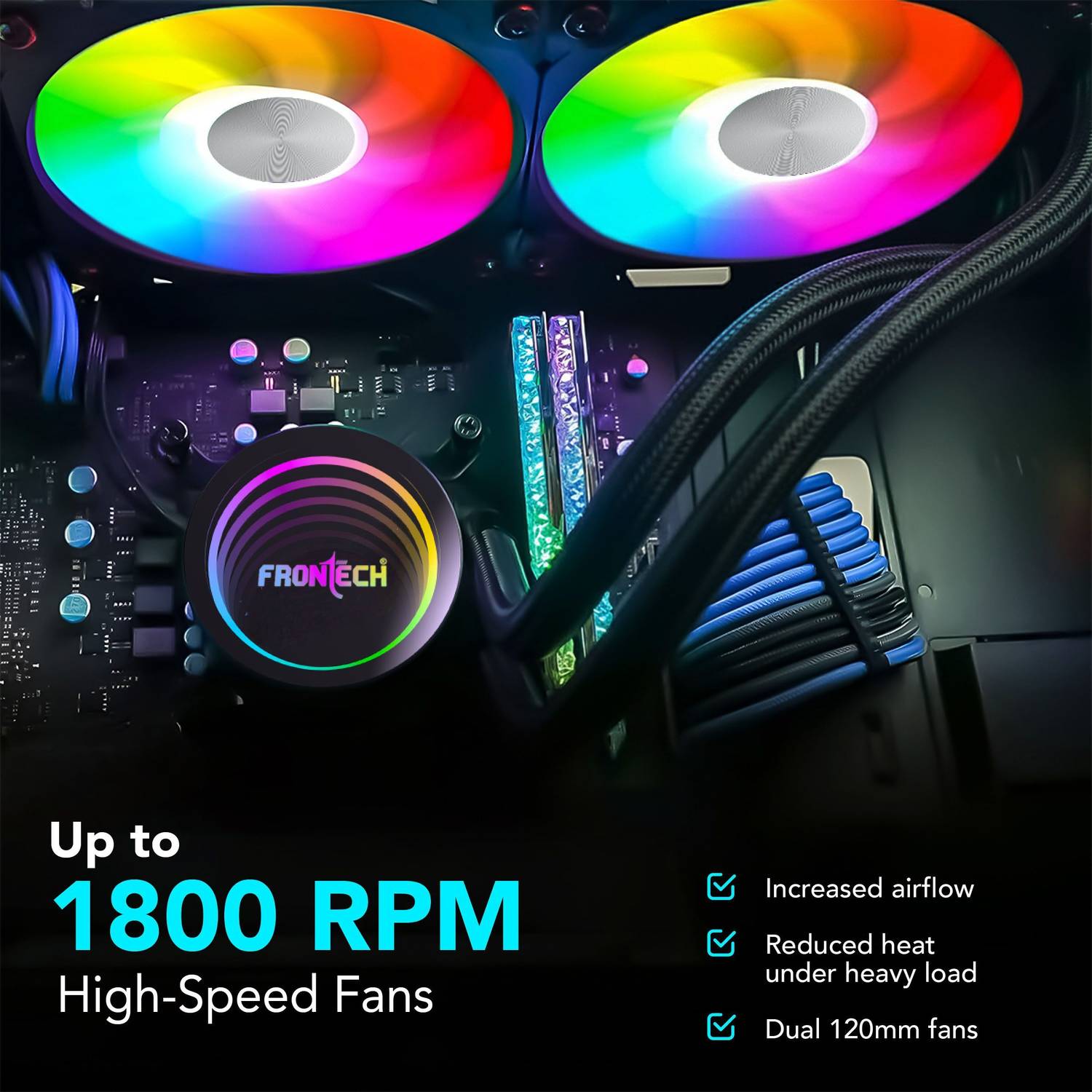 Frontech AIO CPU Cooler for Intel LGA 1700/1200 & AMD AM4/AM5 - Image 3