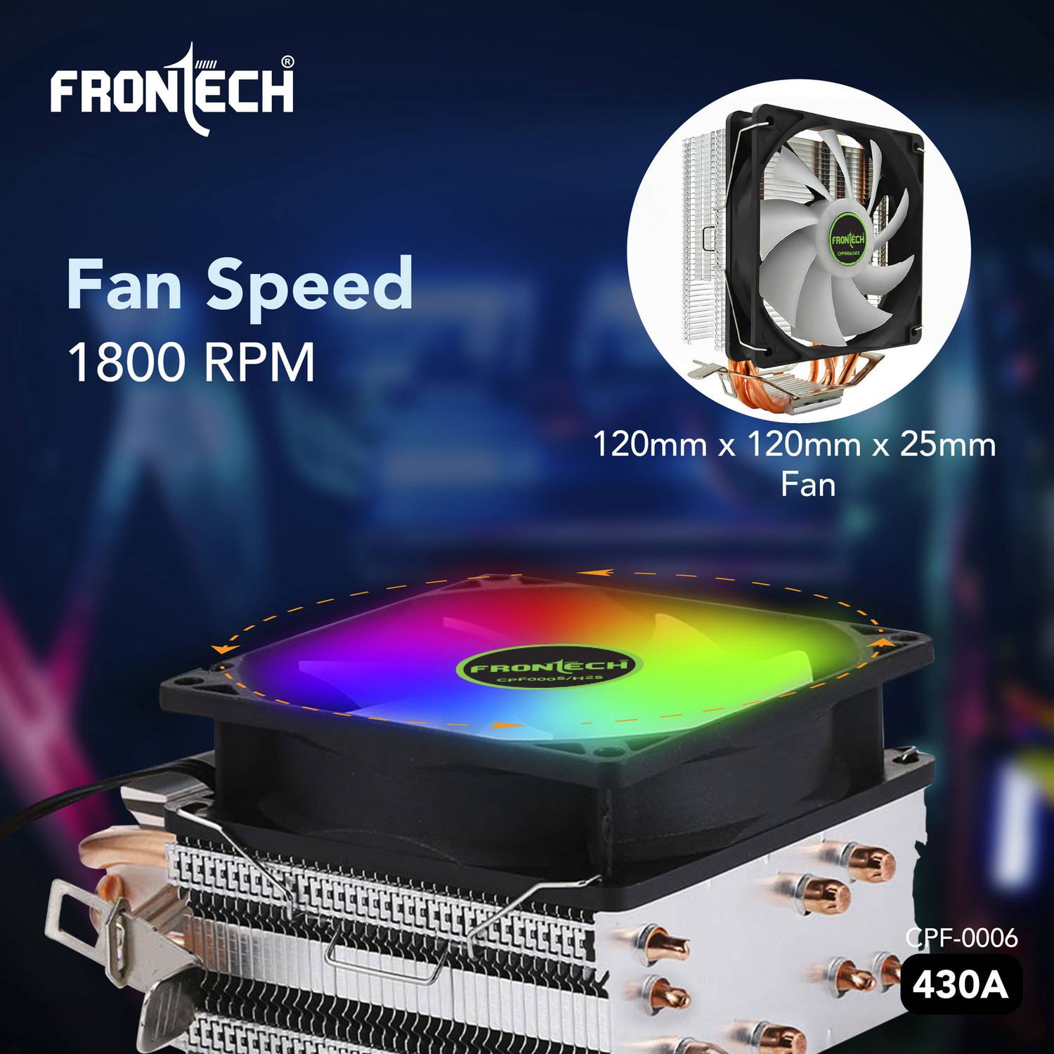 Frontech 430A RGB CPU Cooler - Image 2