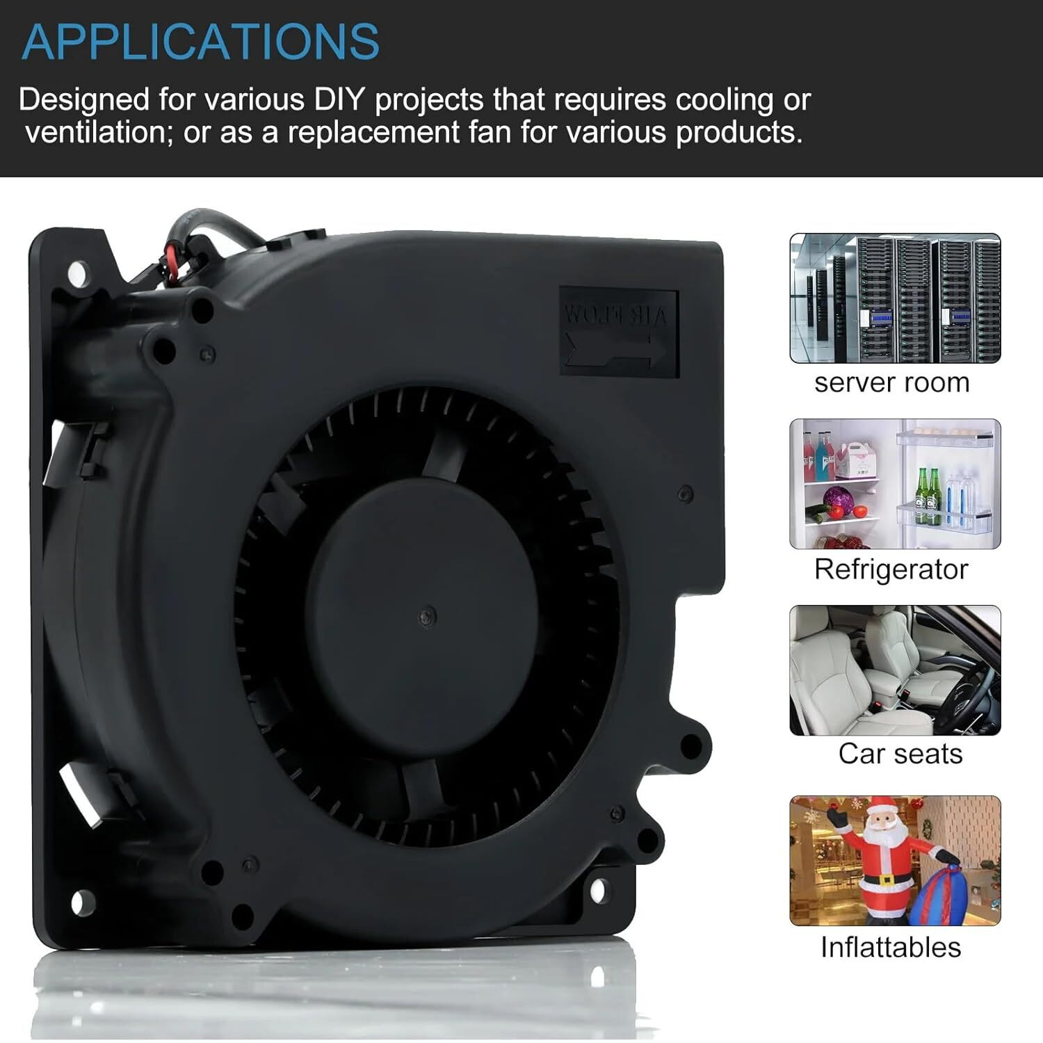 Image of DHRUV-PRO 12V DC Ball bearing Blower Fan 12cm 120x120x32mm 2amp 12032 4500rpm Centrifugal Cooling Fan Cabinet Cooler