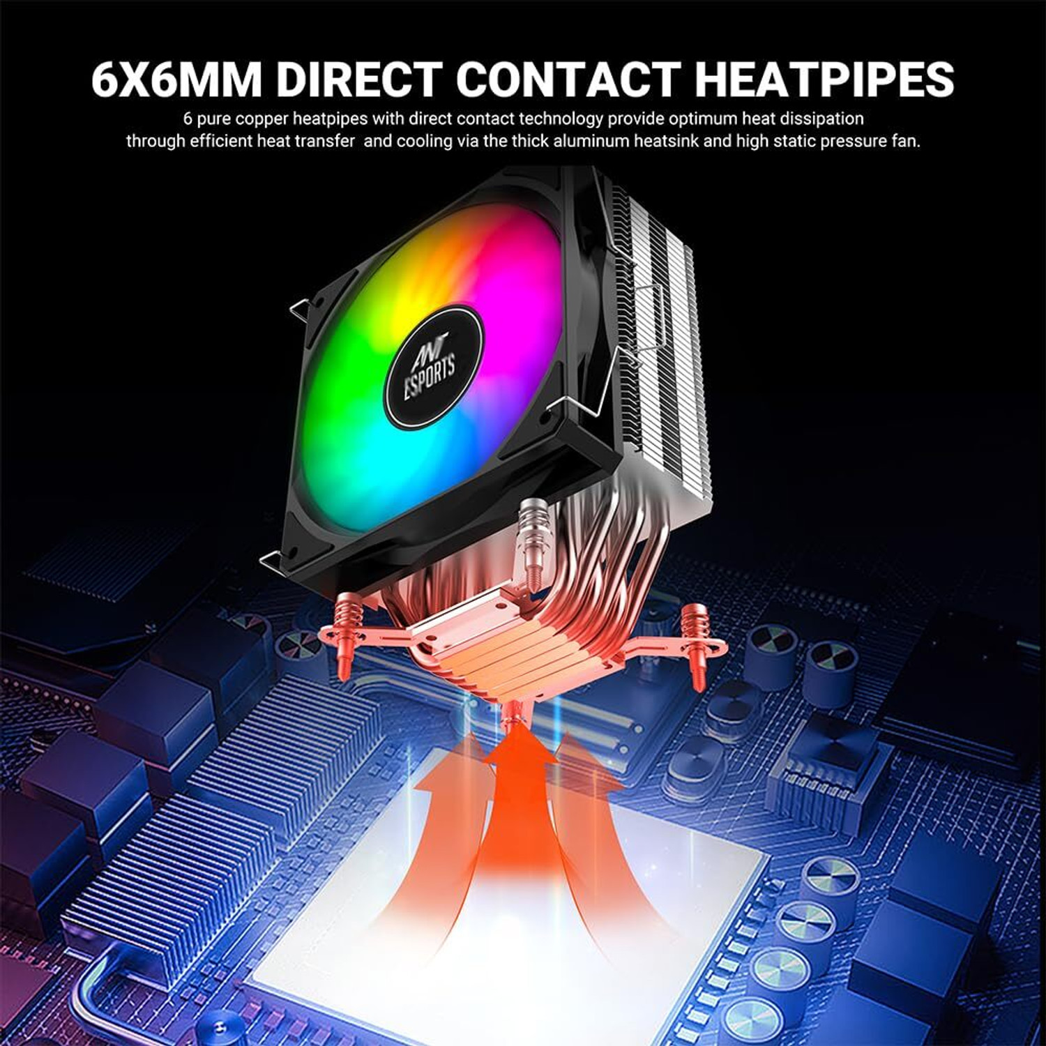Image of Ant Esports ICE-C612 V2 ARGB CPU Cooler Fan with Heat Sinks Processor Cooler
