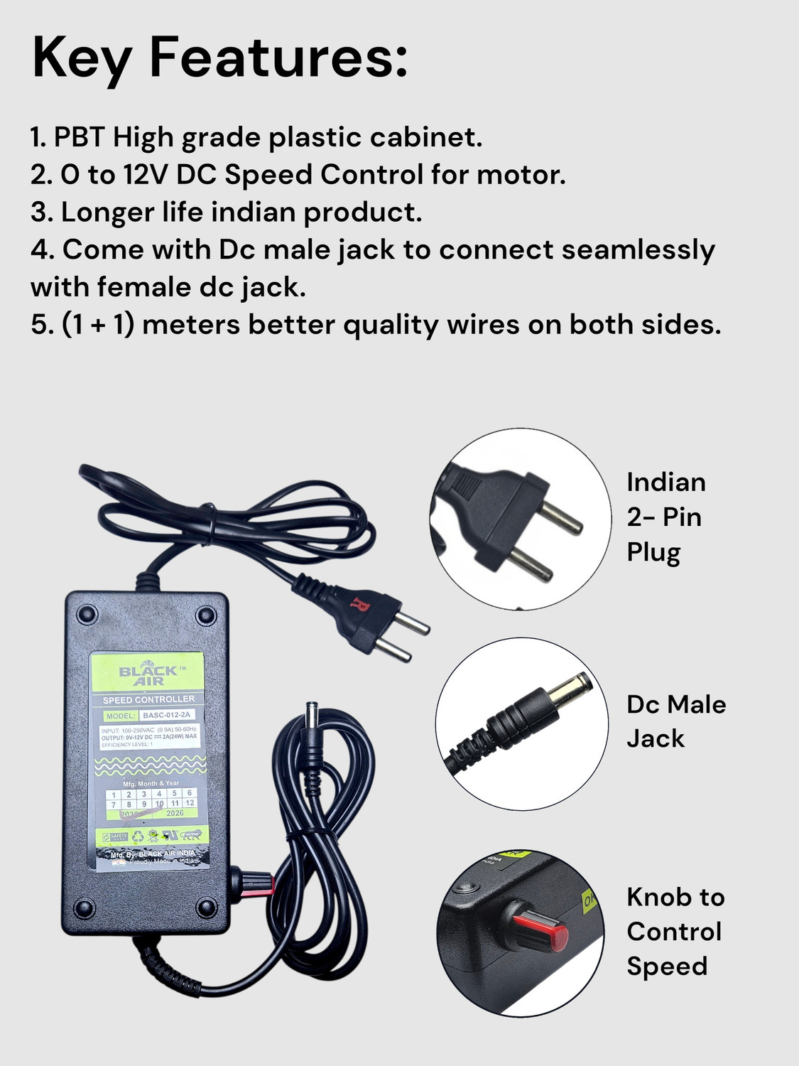Image of Black Air 5200RPM 12VDC 2.90A BLOWER FAN WITH NOZZLE & SPEED CONTROLLER FOR WOOD /BBQ STOVE Cooling Fan All in one Cooler