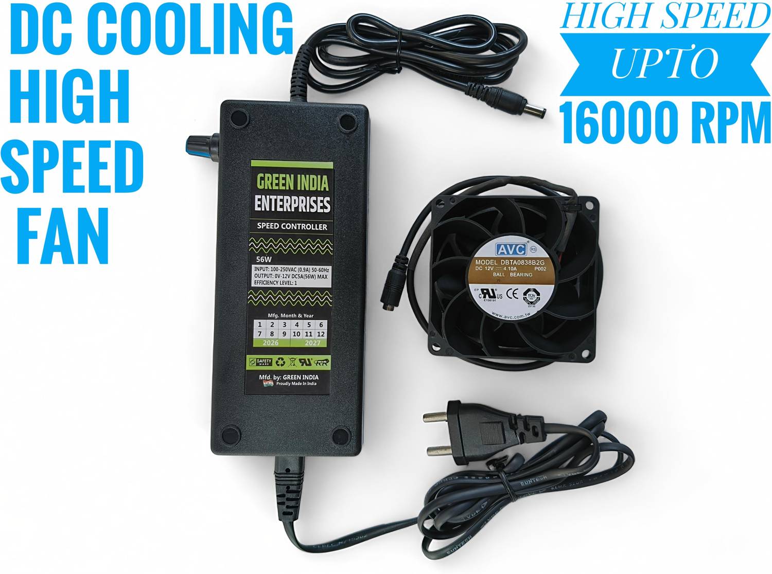 ADA2Z DC 12V 4.10AMP MODEL DBTA0838B2G 5AMP CONTROLLER COMPLETE SET MULTI PURPOSE USE Cooling Fan All in one Cooler