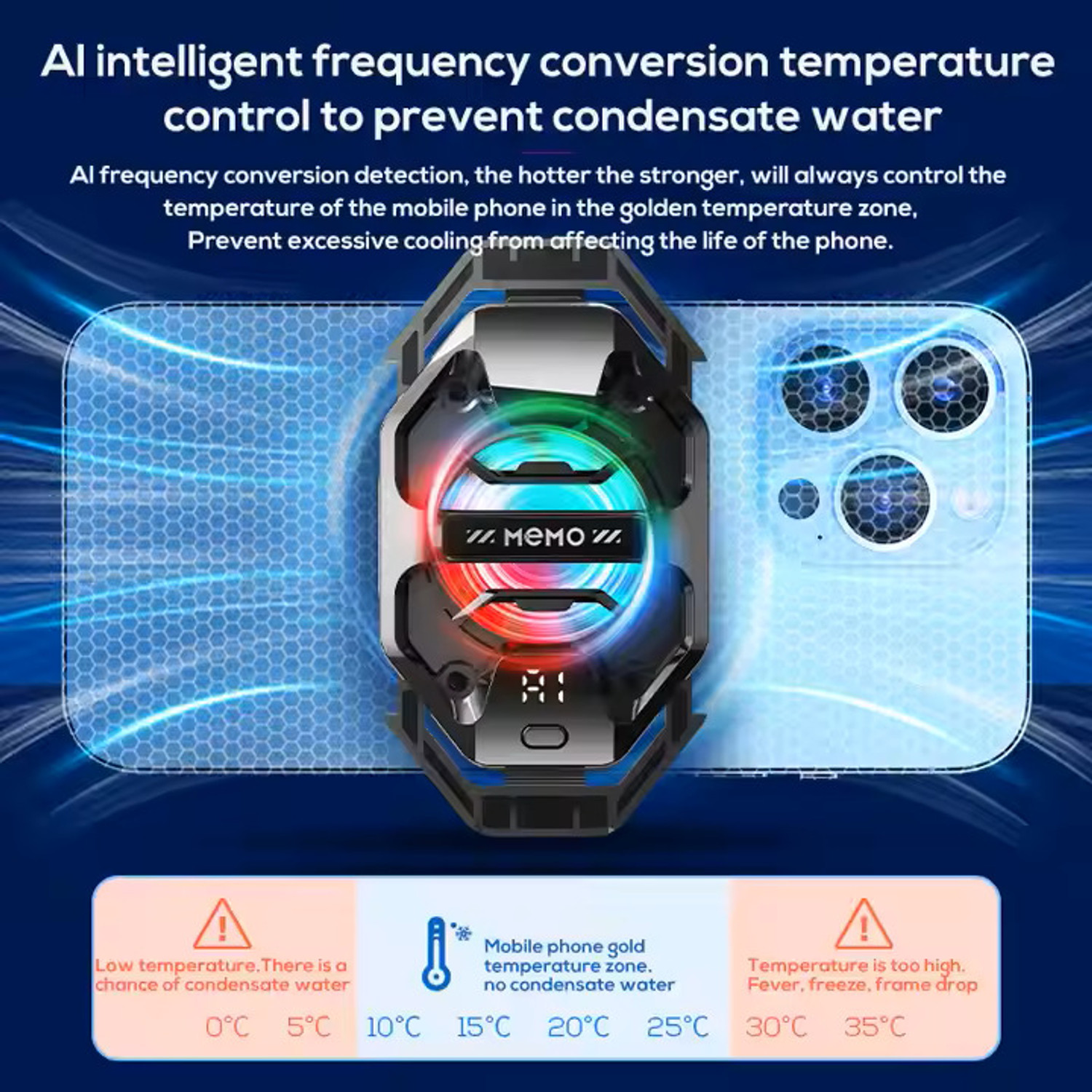 Image of Cubonic Memo dl20 AI 3 Speed Semiconductor 1 Fan Ergonomic Cooling Pad with Adjustable Height