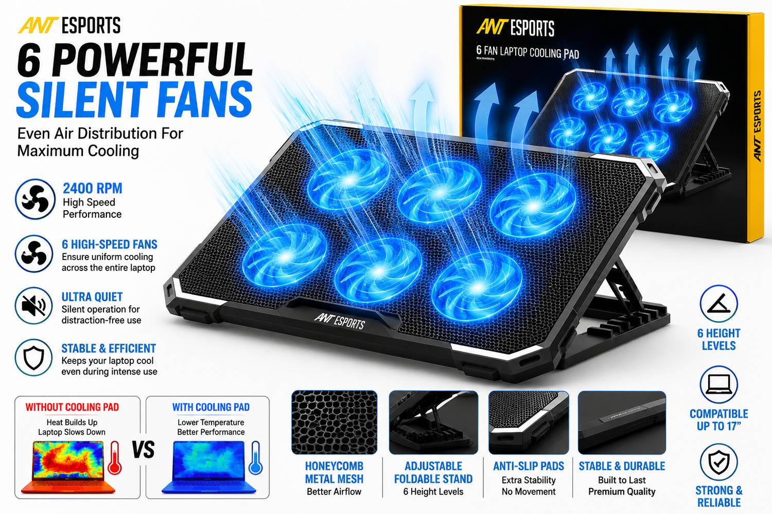 Ant Esports NC230 6 Fan Cooling Pad - Image 3