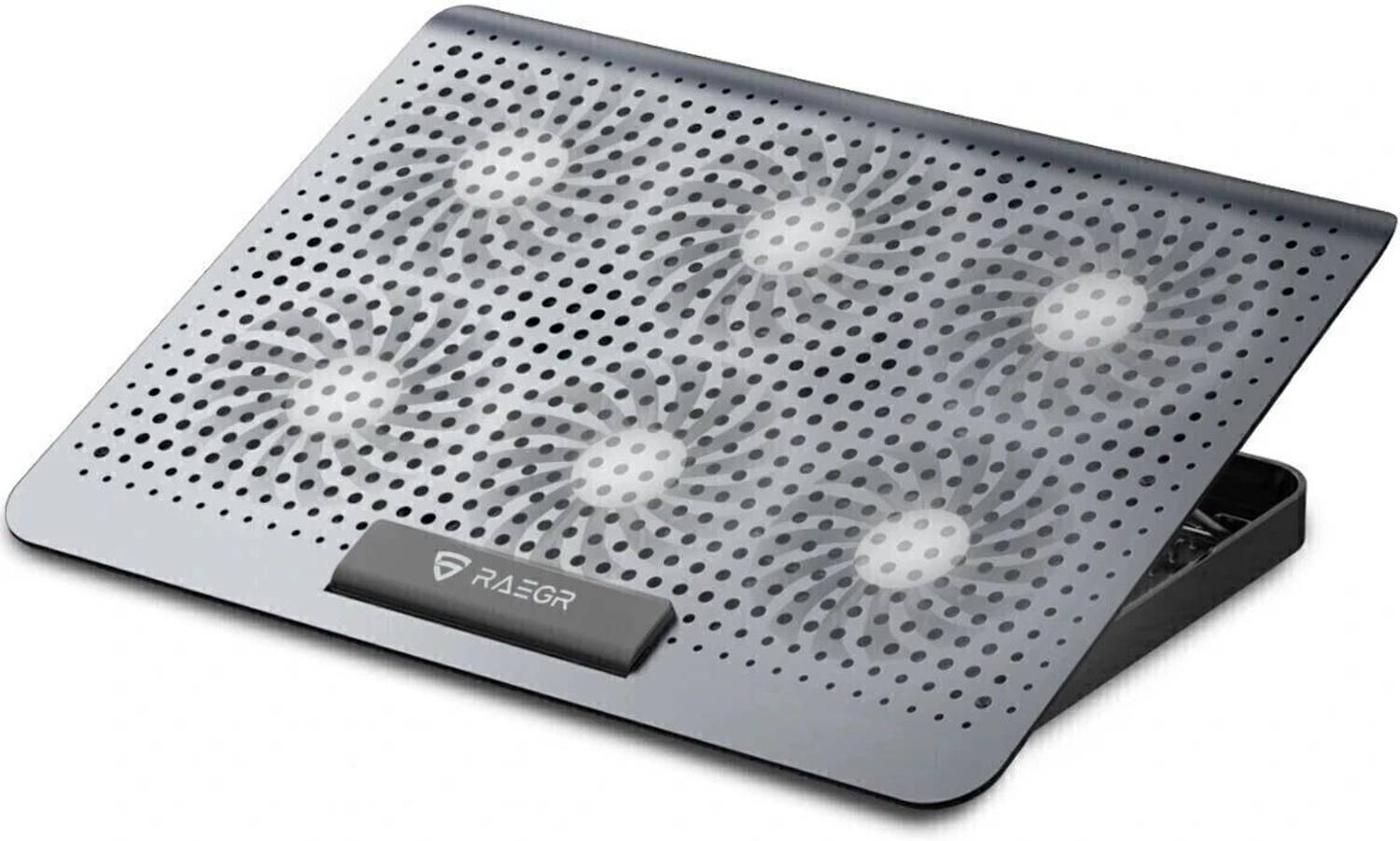 RAEGR RapidCool 900 Aluminum Laptop Cooling Pad with Multi-Angle Adjustment 6 Fan Ergonomic Cooling Pad with Adjustable Height