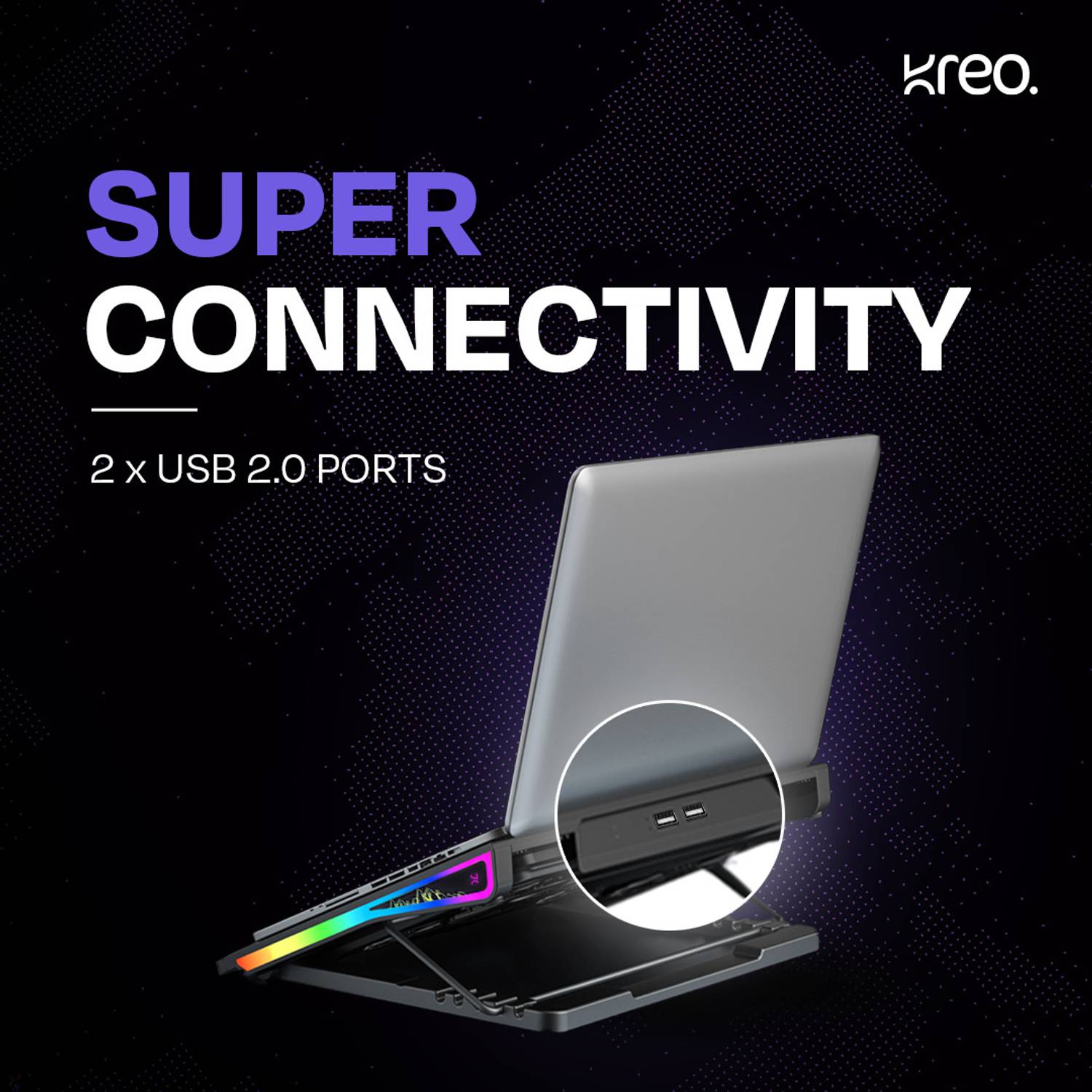Kreo Tundra Laptop Stand with 5 Fan Cooler - Image 4
