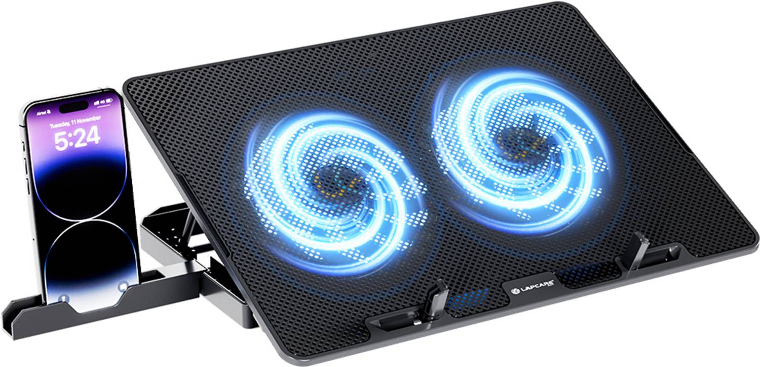 LAPCARE DCX-A101 2 Fan Ergonomic Cooling Pad with Adjustable Height