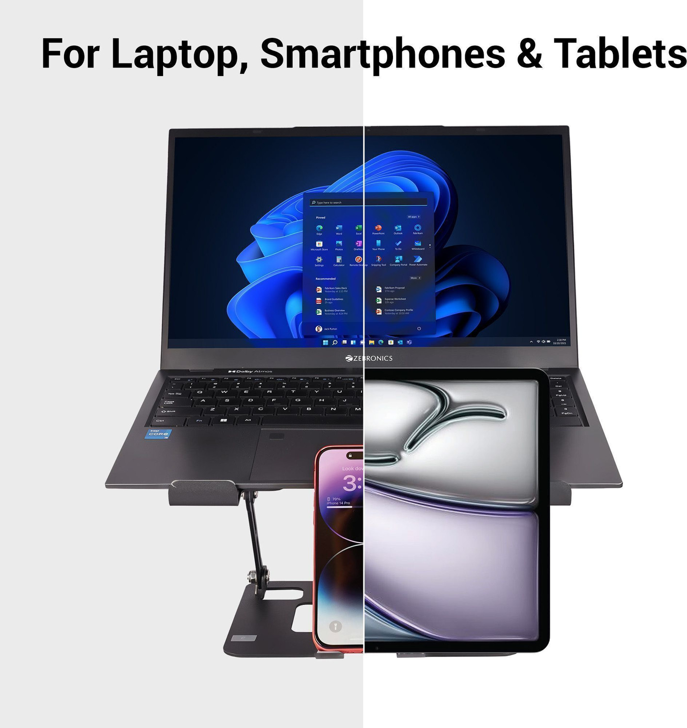 Image of ZEBRONICS NS3500, Foldable, with Mobile Stand, upto 17 inch Laptop Ergonomic Cooling Pad with Adjustable Height (Black)