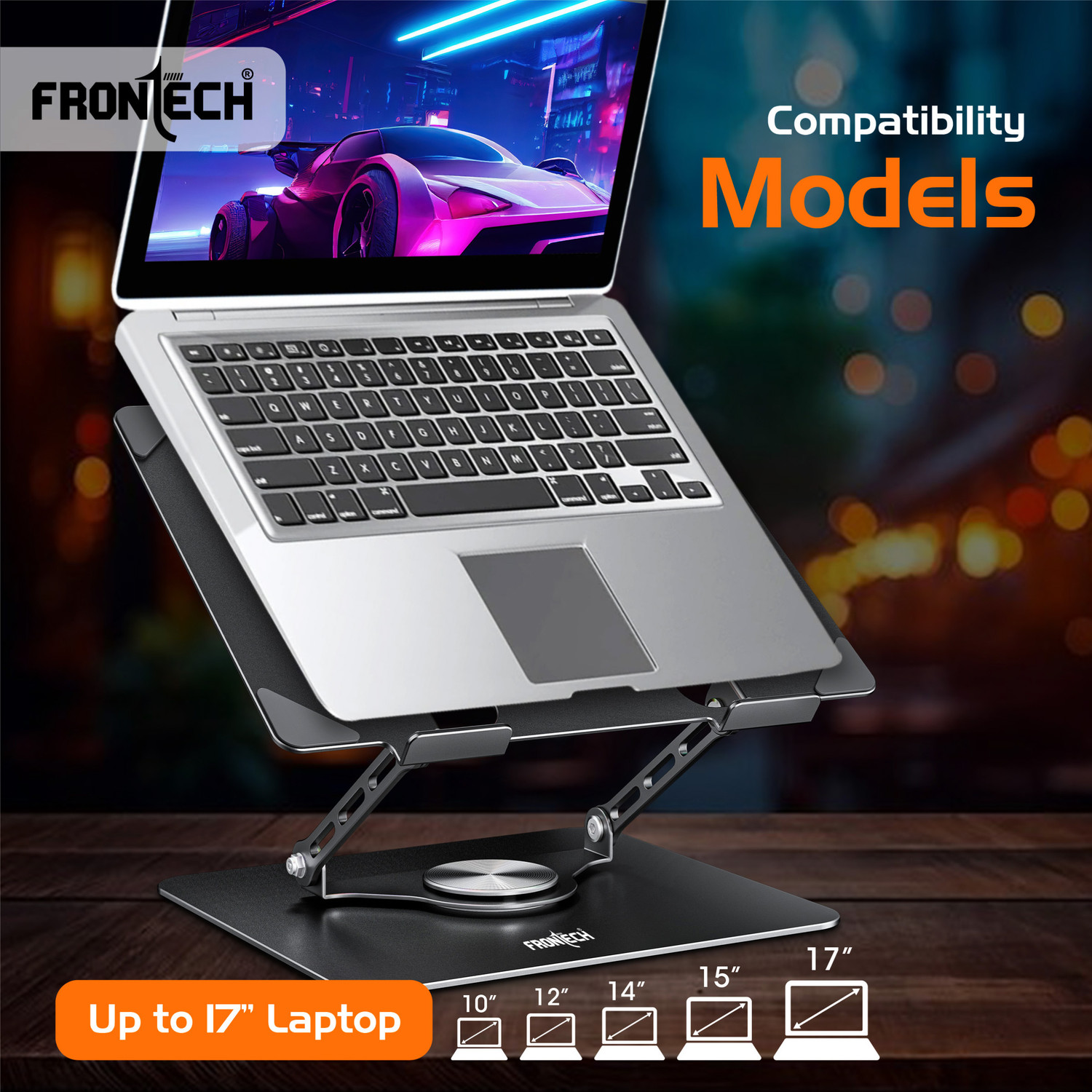 Image of Frontech 360 Rotating Laptop Cooling Stand | 2x65 mm RGB | Heat Dissipation Design | 2 Fan Cooling Pad with Adjustable Height