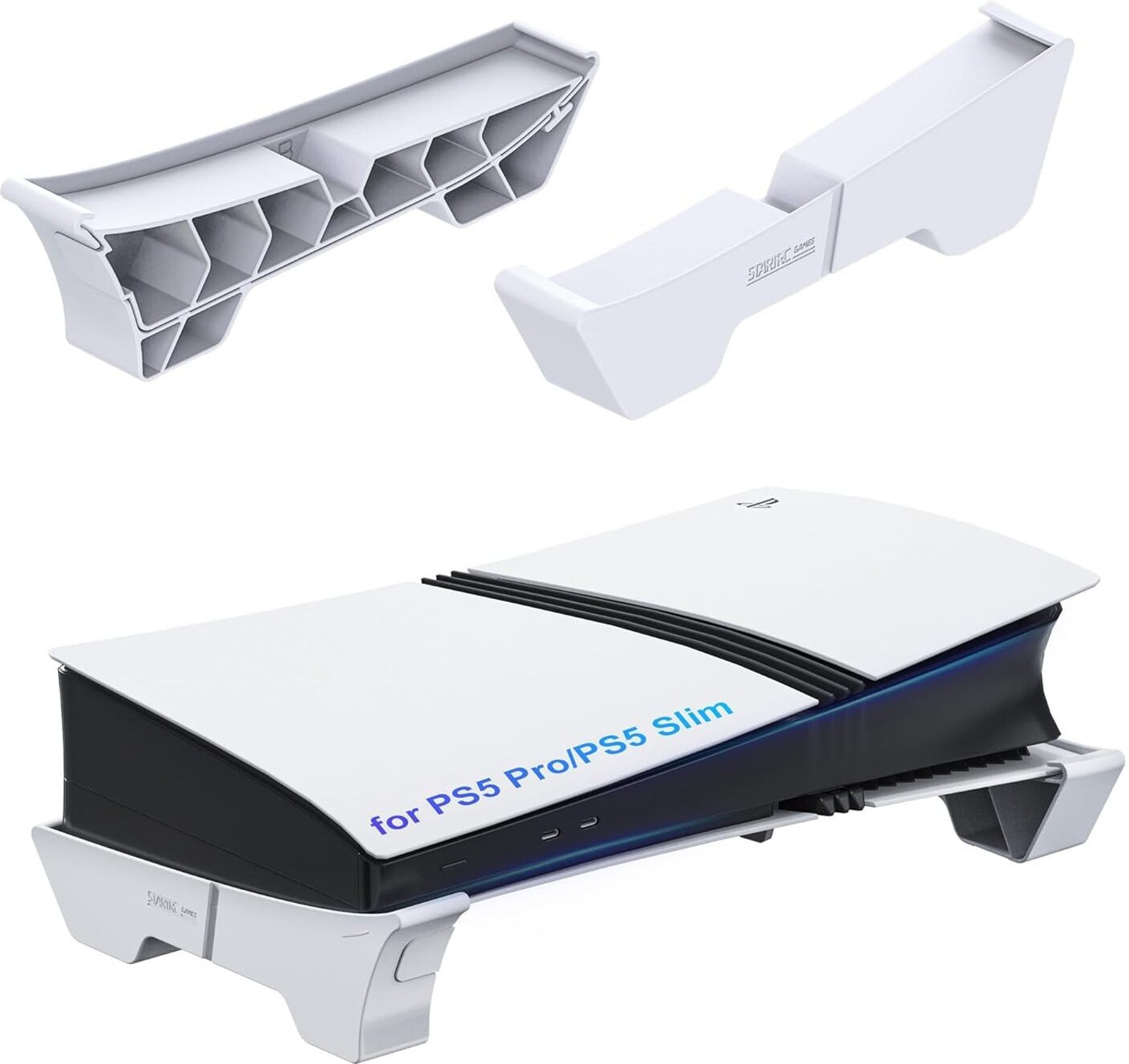 Image of Meyaar Horizontal Stand for PS5 Slim & Pro Console with Anti-Slip Stable Base, White 3 Fan Ergonomic Cooling Pad