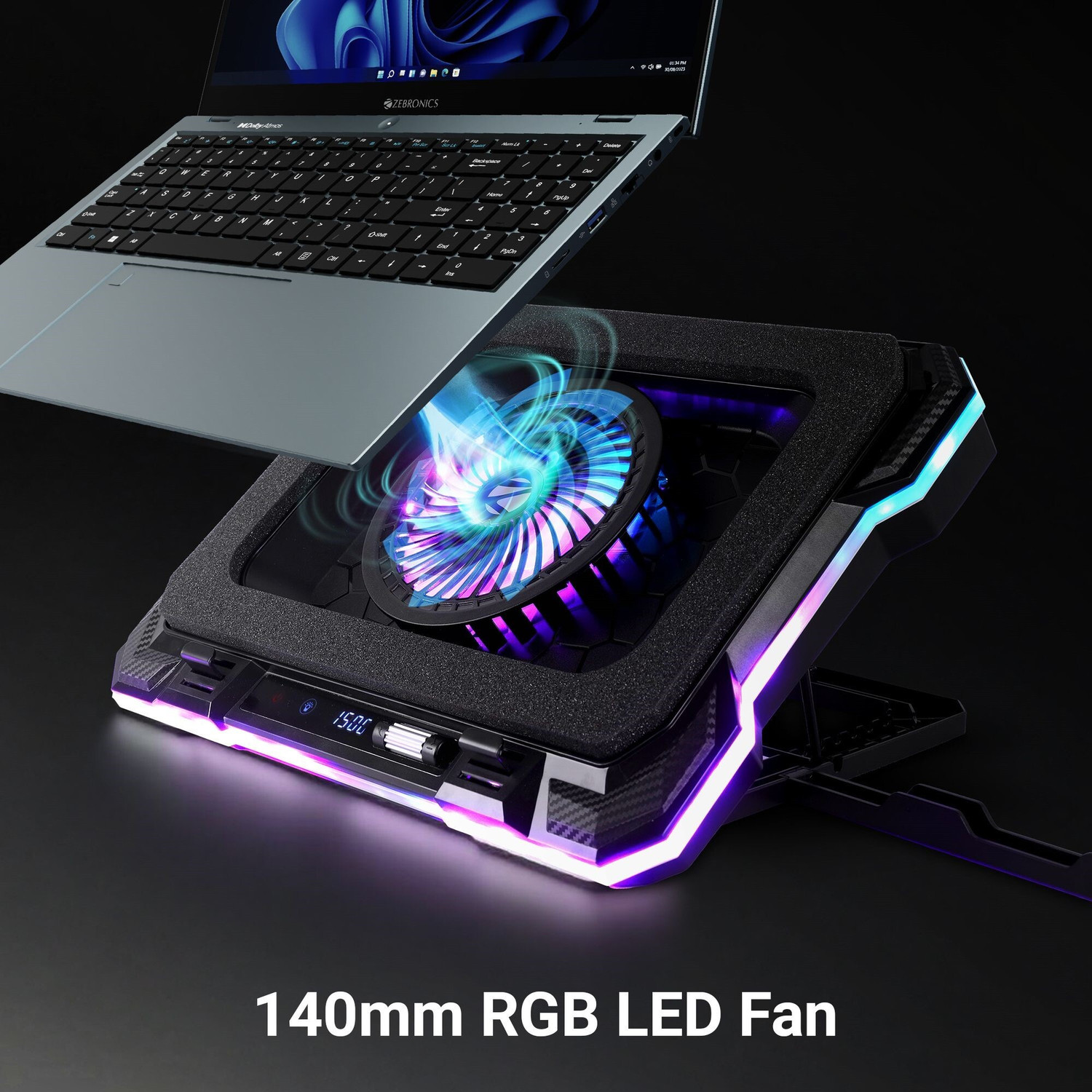 Image of ZEBRONICS ZEB-NC9200 1 Fan Ergonomic Cooling Pad with Adjustable Height
