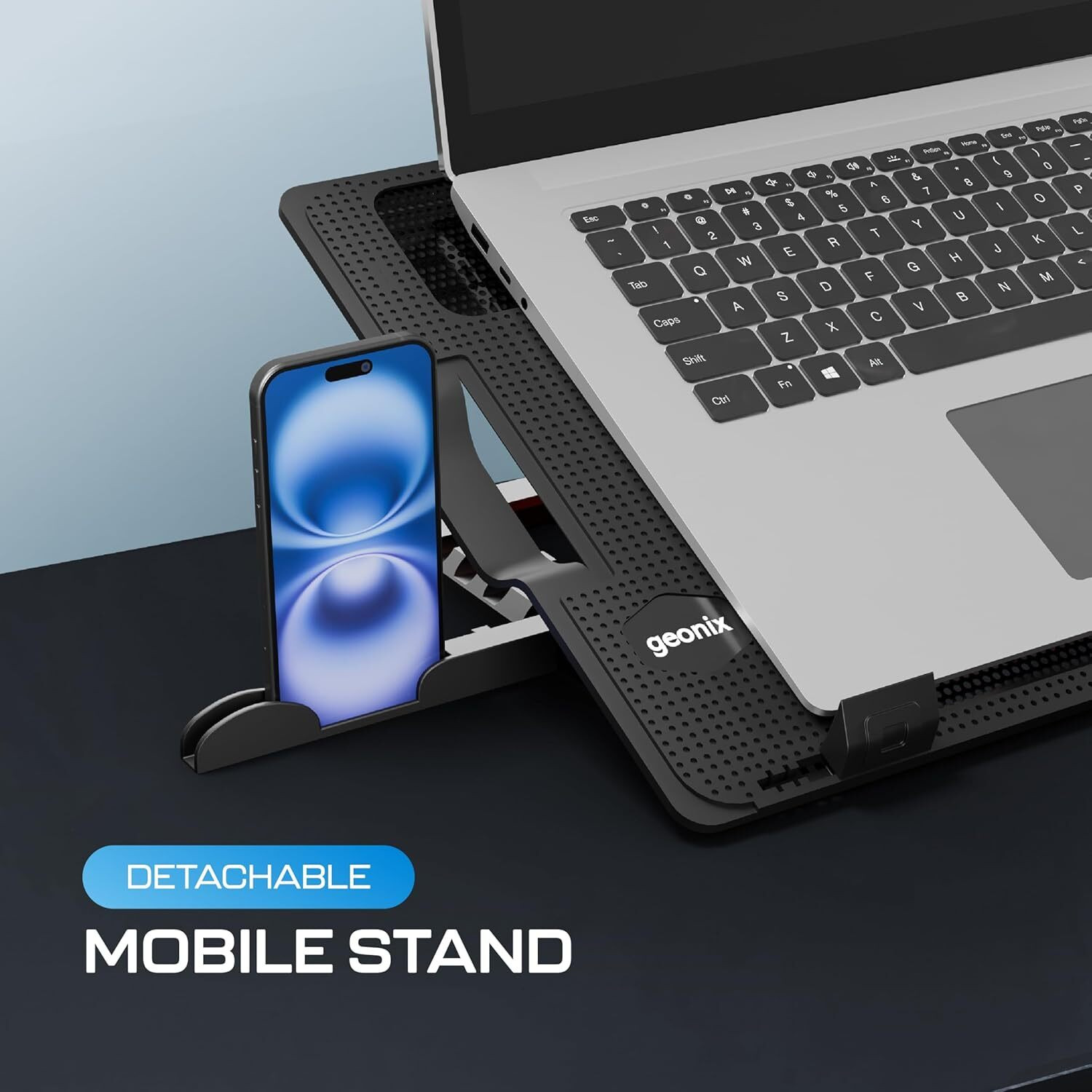 Image of GEONIX GXLCP05FM 5 Fan Ergonomic Cooling Pad with Adjustable Height