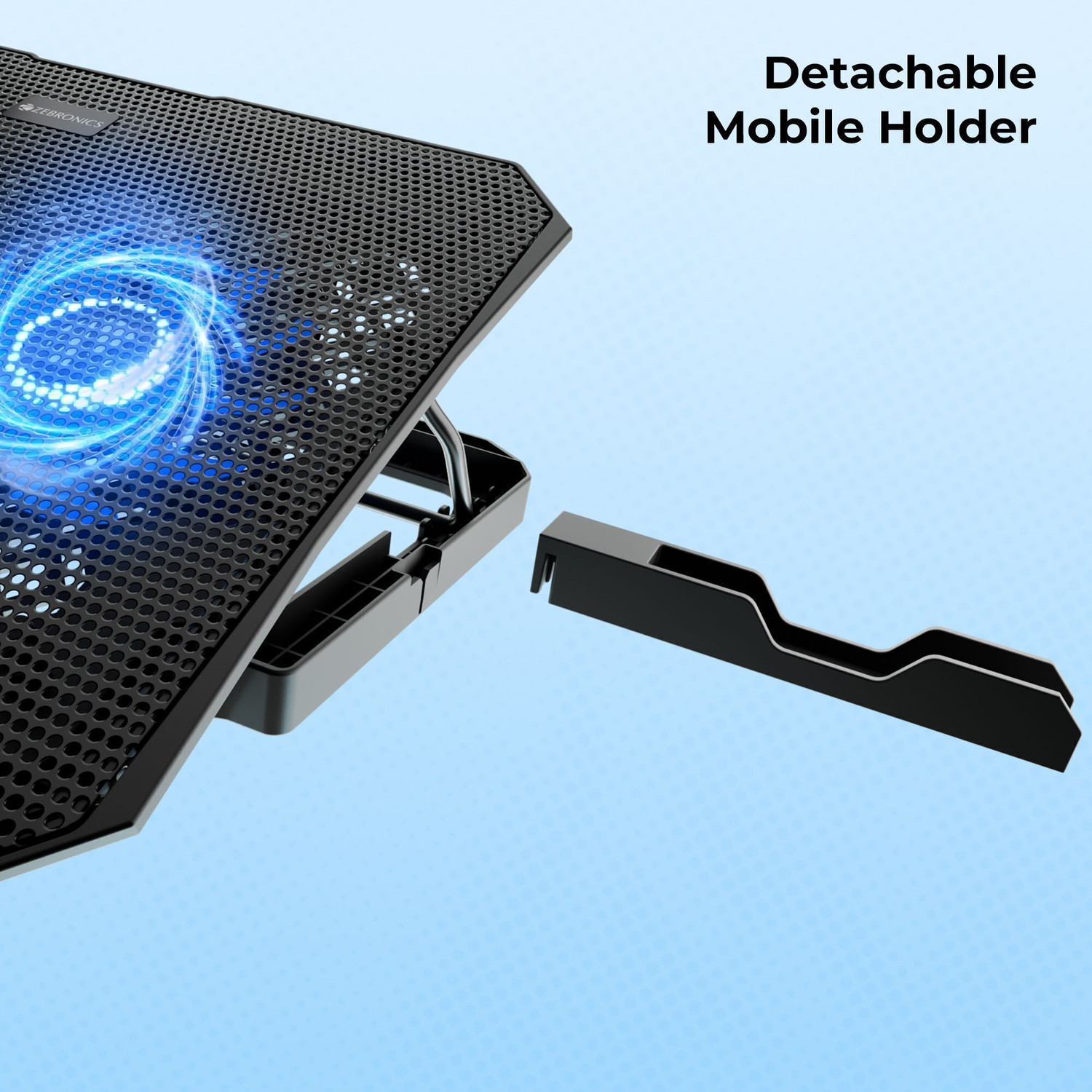 Image of ZEBRONICS NC3500 with Blue LED, 2-Fan Ergonomic Cooling Pad, with Adjustable Height 2 Fan Ergonomic Cooling Pad with Adjustable Height