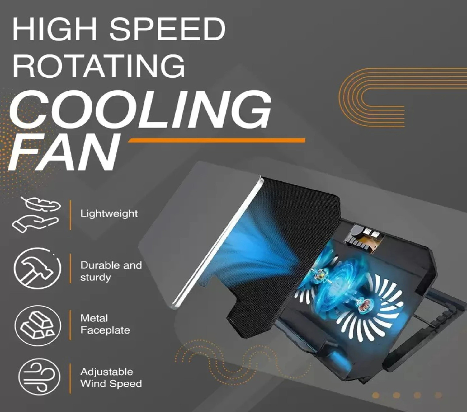 Image of LAPCARE DCX-A101 2 Fan Ergonomic Cooling Pad with Adjustable Height