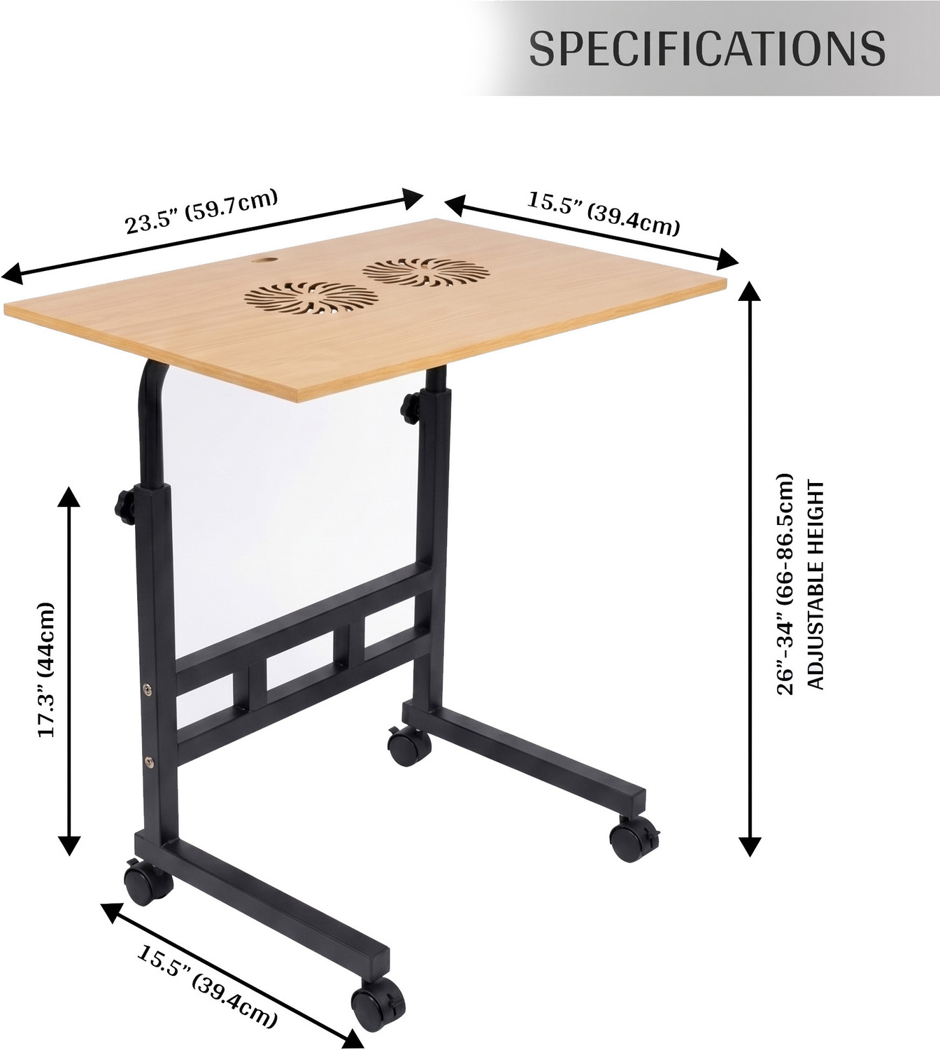 Image of Flipkart SmartBuy Portable Rolling Laptop Table with Built-in Dual Cooling Fans 2 Fan Ergonomic Cooling Pad with Adjustable Height