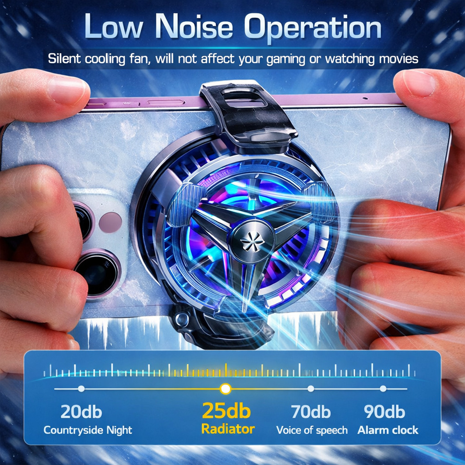 Image of Zorbes Phone Cooler Gaming Fan, Phone Cooler for Gaming, LED Gaming Mobile Cooler Fan Gaming Accessory Kit