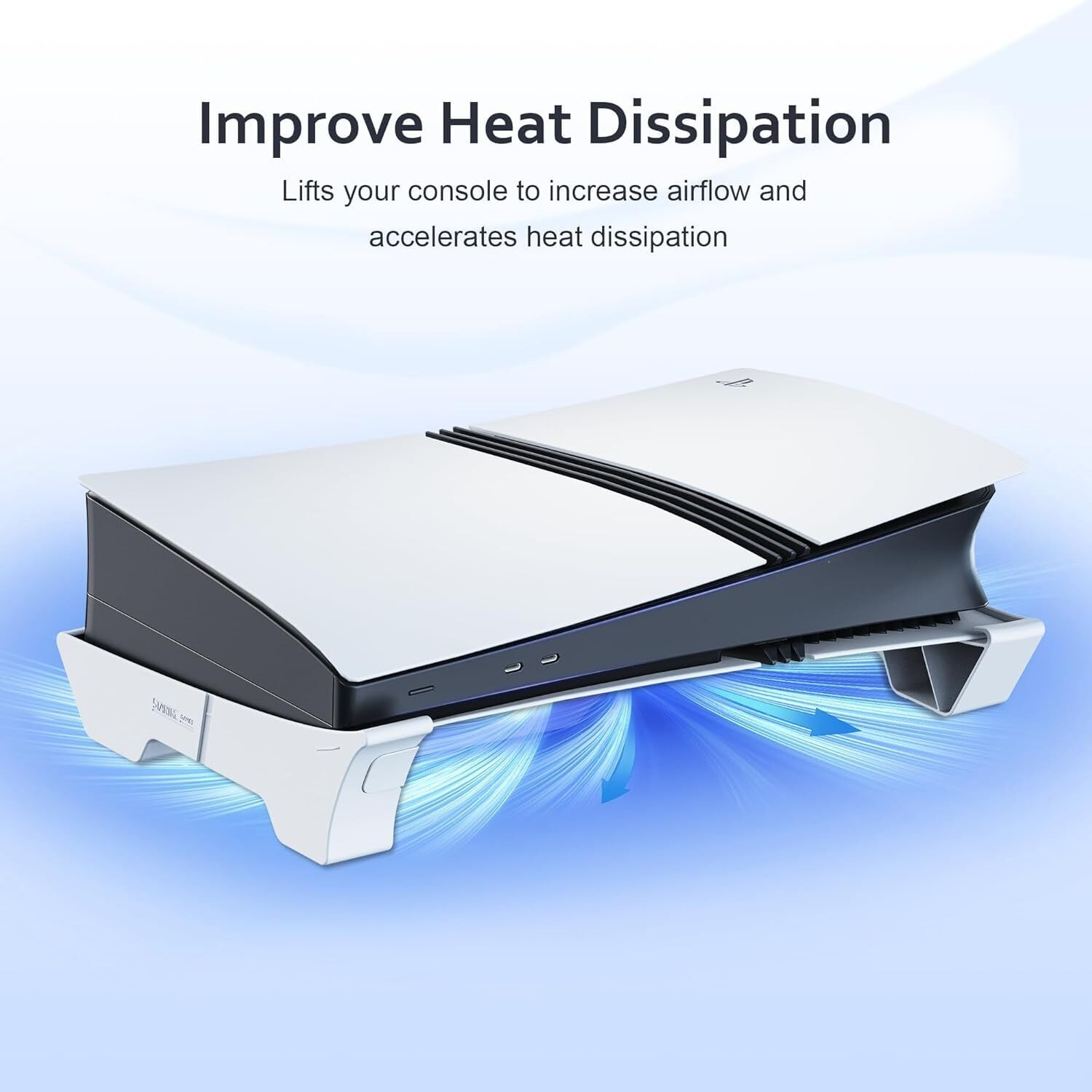 Image of Meyaar Horizontal Stand for PS5 Slim & Pro Console with Anti-Slip Stable Base, White 3 Fan Ergonomic Cooling Pad