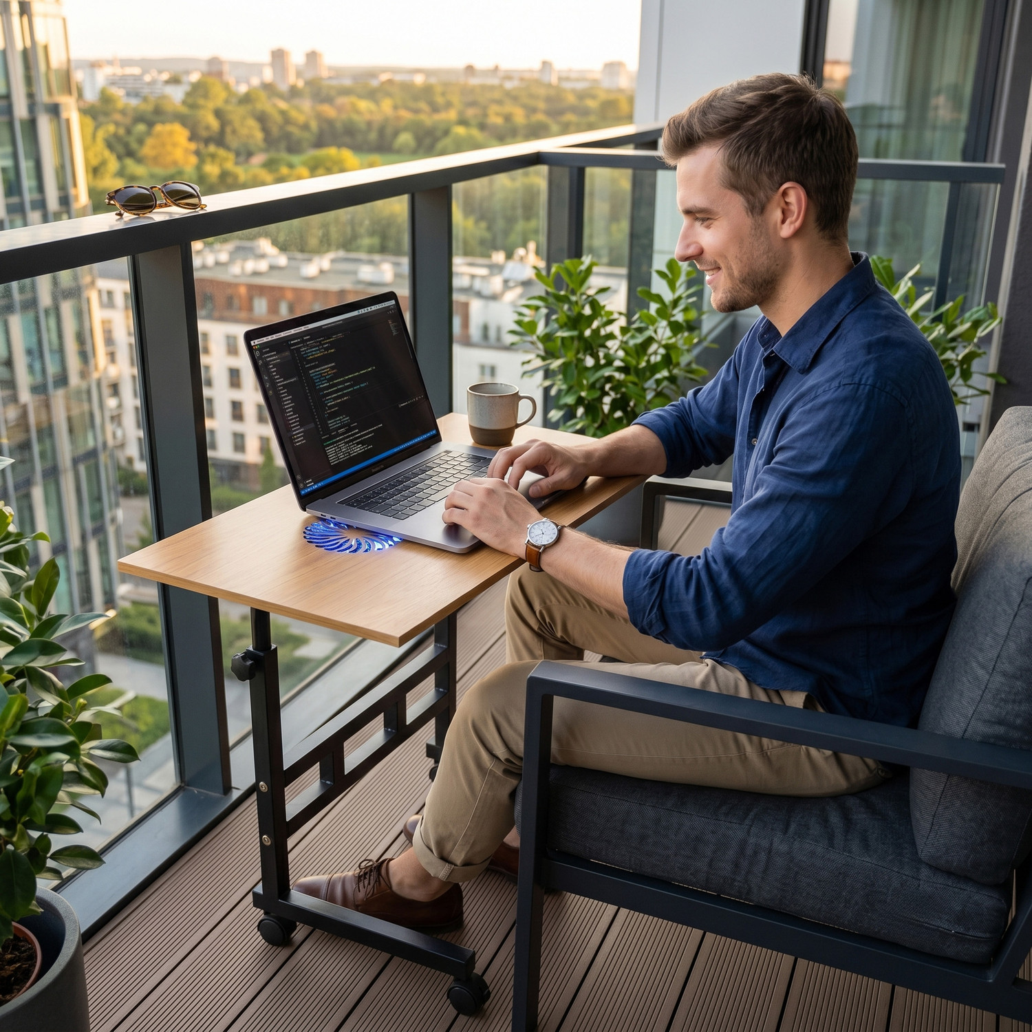 Image of Flipkart SmartBuy Portable Rolling Laptop Table with Built-in Dual Cooling Fans 2 Fan Ergonomic Cooling Pad with Adjustable Height