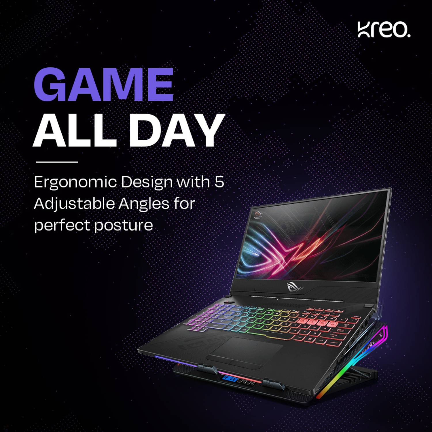 Kreo Tundra Laptop Stand with 5 Fan Cooler - Image 3