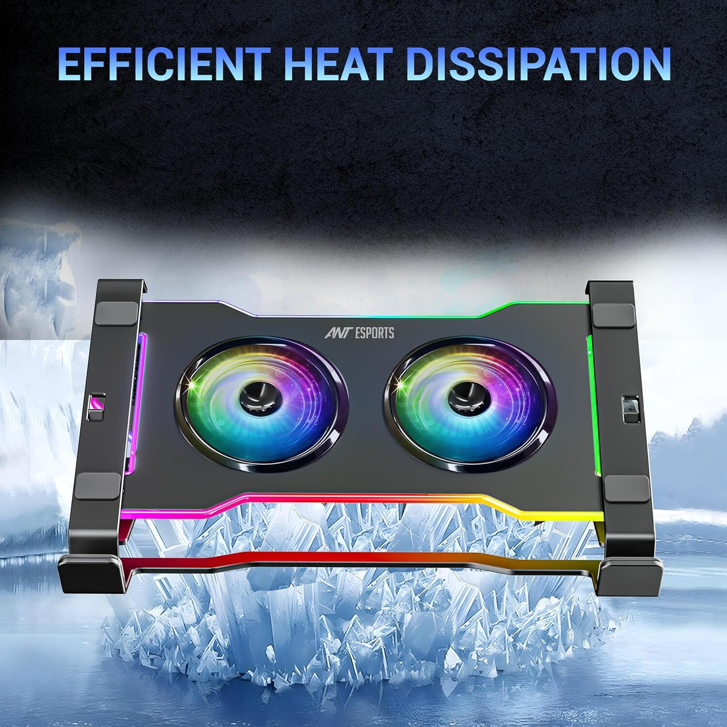 Image of Ant Esports Turbine 20 2 Fan Ergonomic Cooling Pad with Adjustable Height