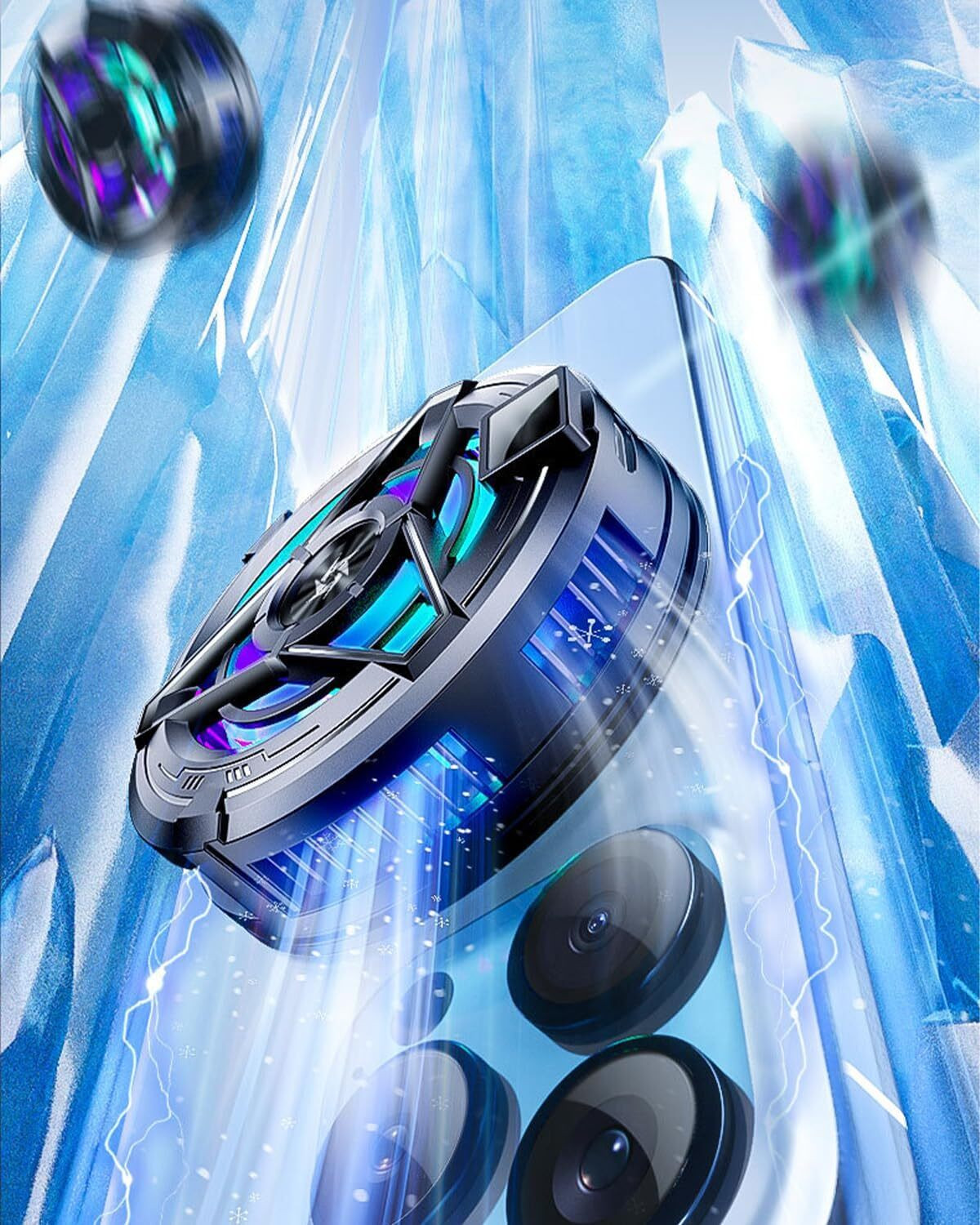 Image of TUNISKY Phone Cooler Fan Perfect for Mobile Gaming, Long Filming Gaming Accessory Kit