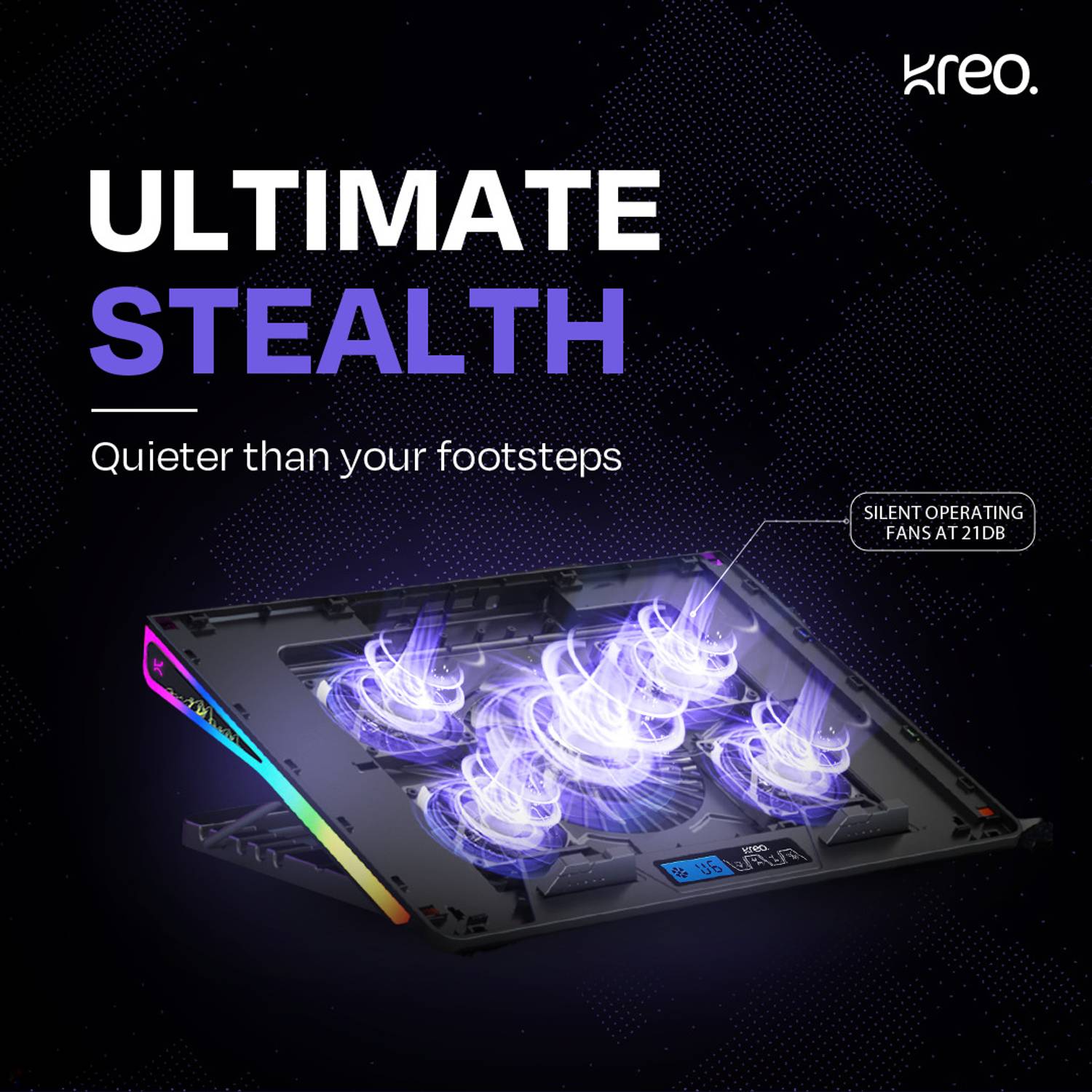 Kreo Tundra Laptop Stand with 5 Fan Cooler - Image 5