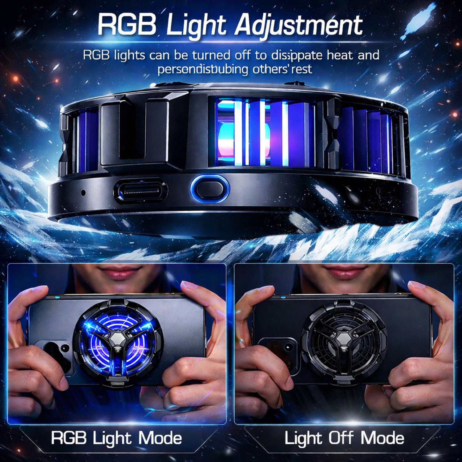 Image of Zorbes Phone Cooler Gaming Fan, Phone Cooler for Gaming, LED Gaming Mobile Cooler Fan Gaming Accessory Kit